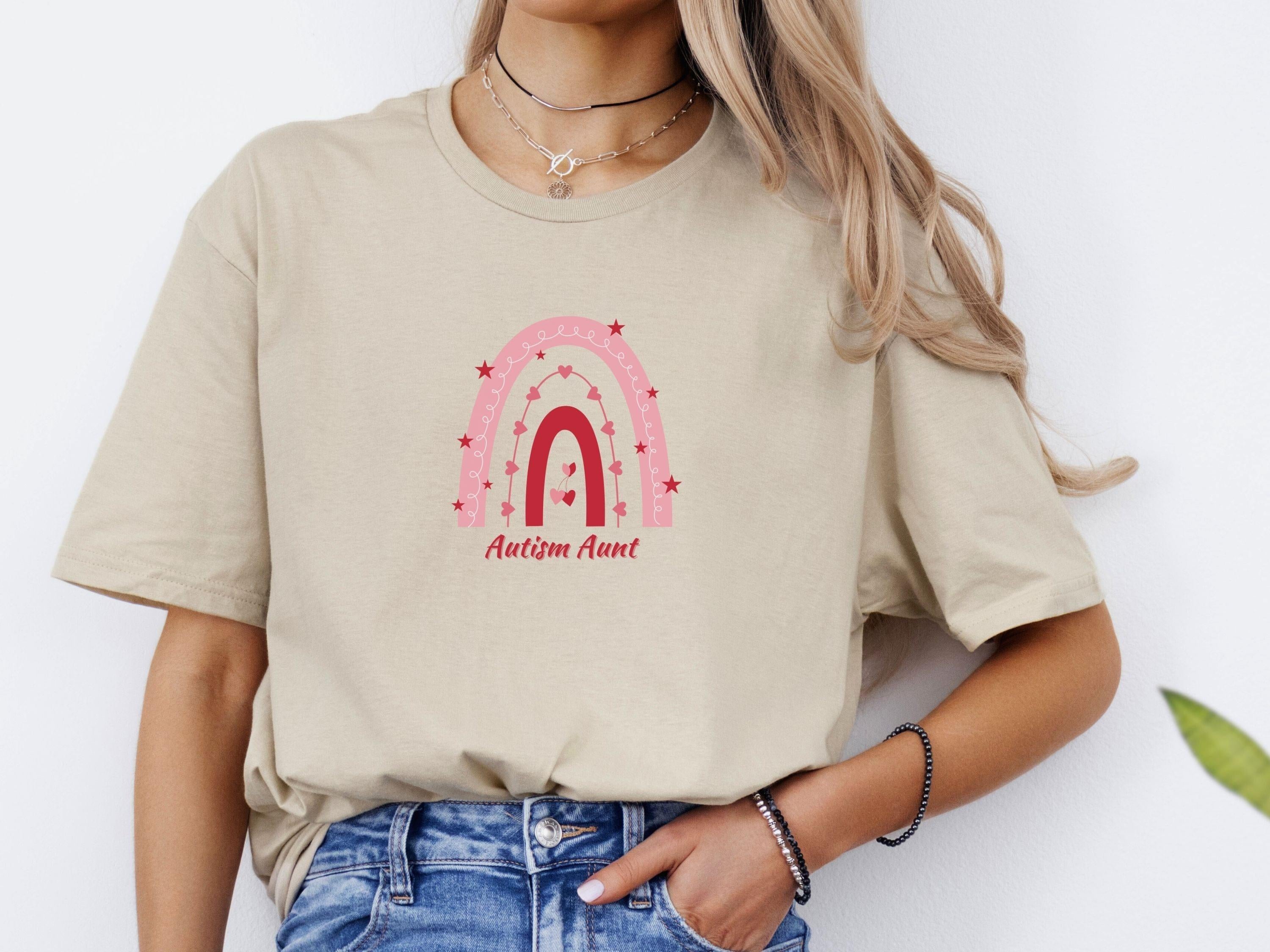 Rainbow Autism Aunt Tee-Neurodiversity, ADHD & Autism Awareness & Acceptance T-Shirt by Daily Bloom