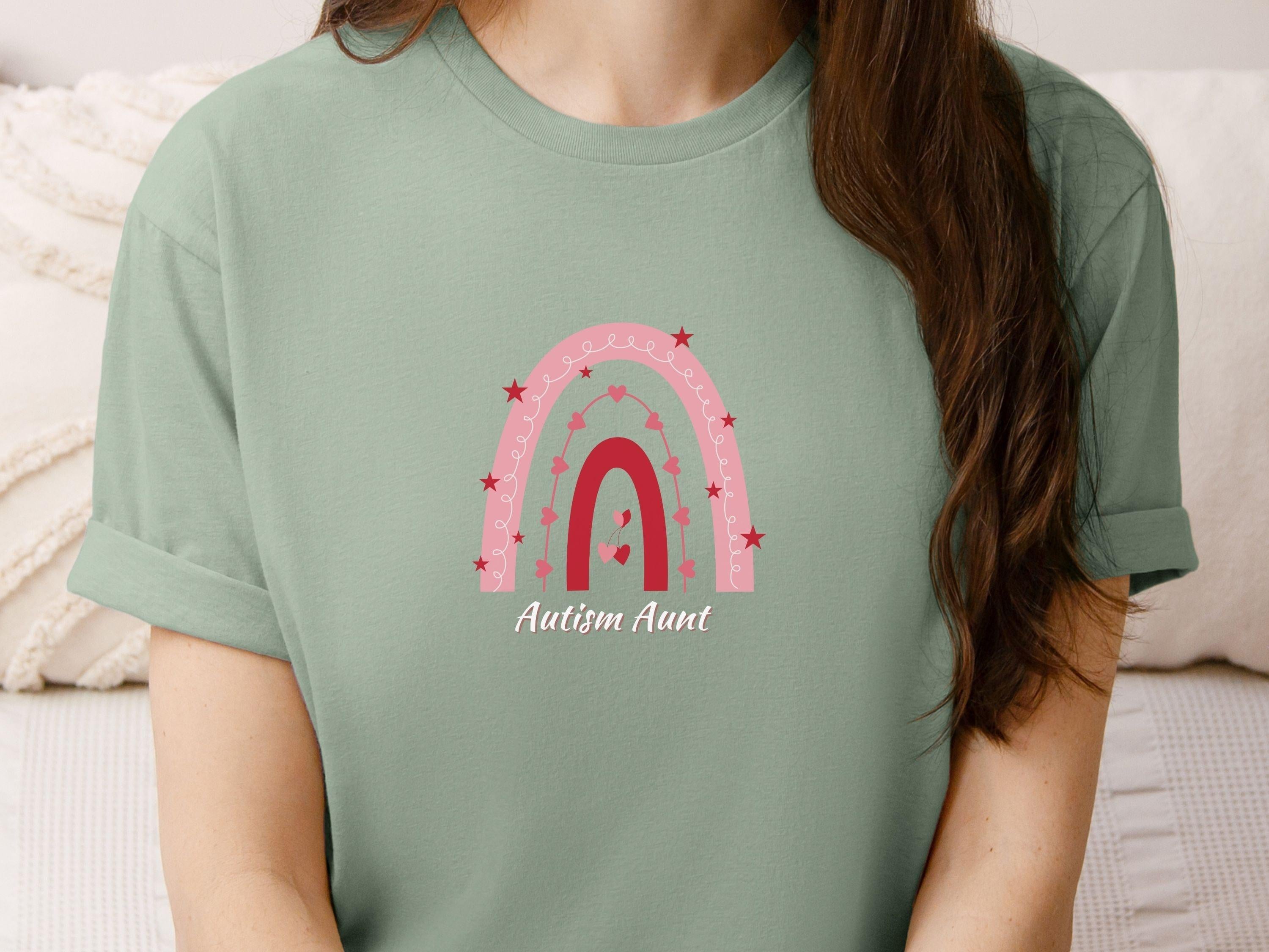 Rainbow Autism Aunt Tee-Neurodiversity, ADHD & Autism Awareness & Acceptance T-Shirt by Daily Bloom