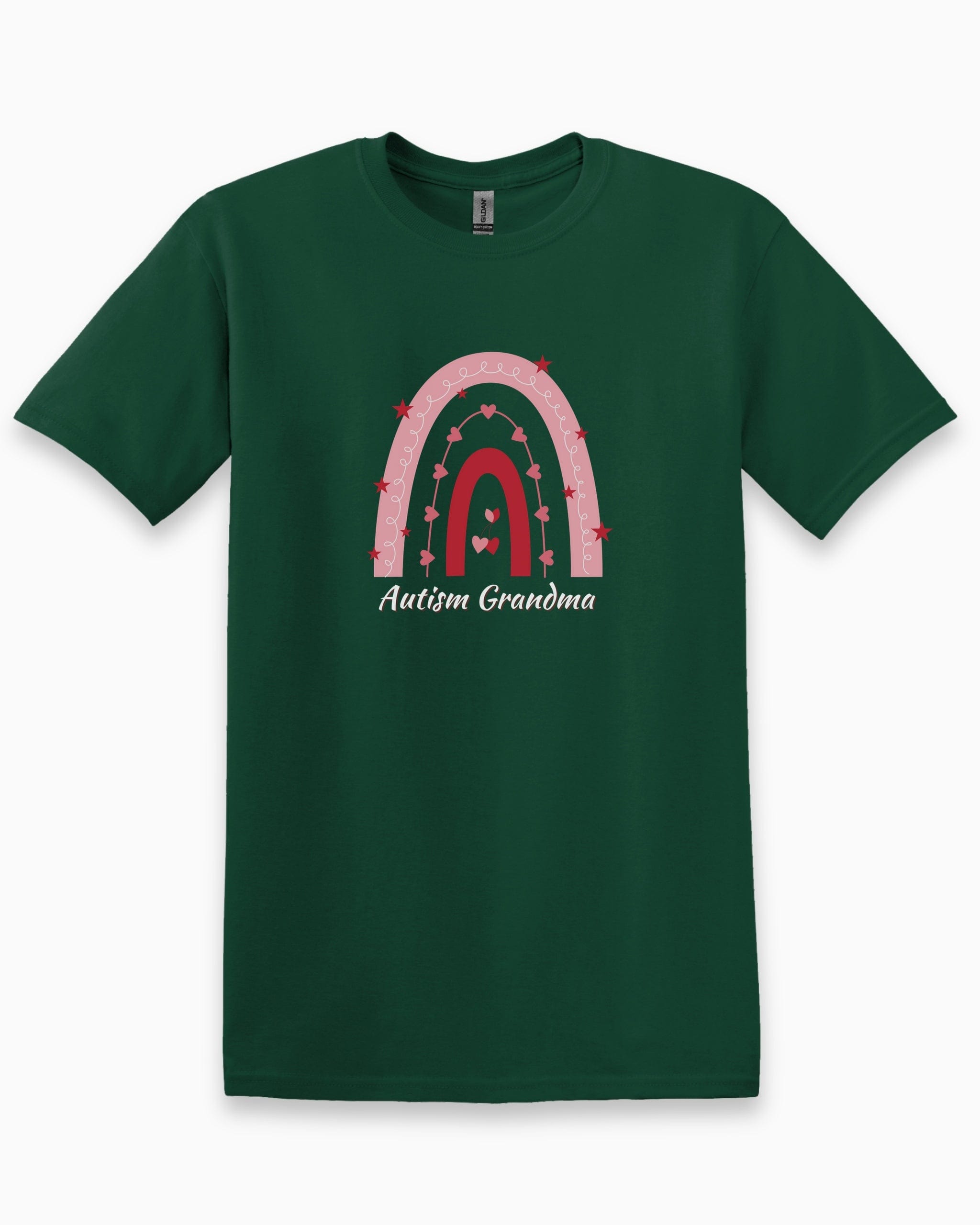 Rainbow Autism Grandma Tee-Forest Green-Neurodiversity, ADHD & Autism Awareness & Acceptance T-Shirt by Daily Bloom
