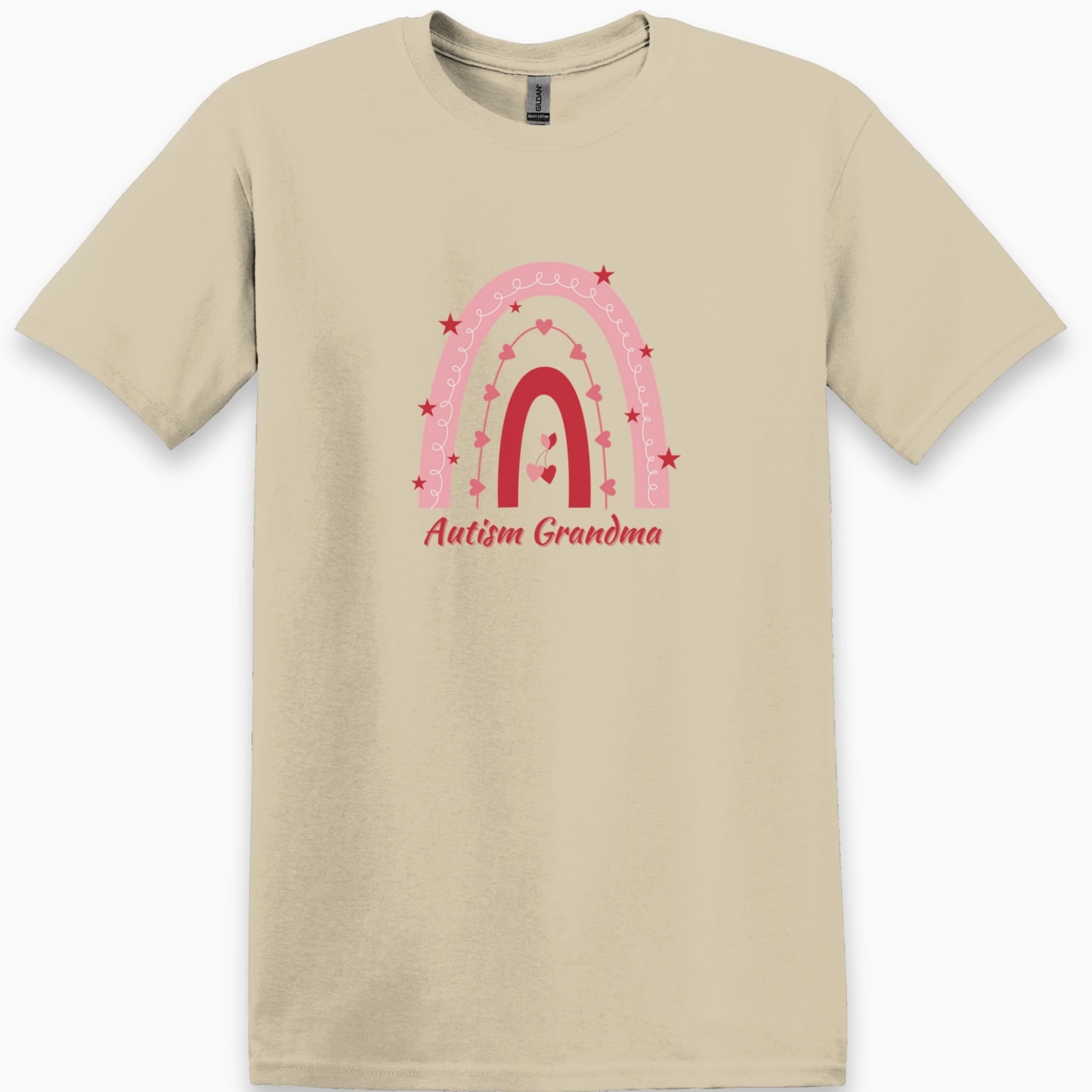 Rainbow Autism Grandma Tee-Sand-Neurodiversity, ADHD & Autism Awareness & Acceptance T-Shirt by Daily Bloom
