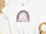 SPEDucator Boho Rainbow Tee-White-Neurodiversity, ADHD & Autism Awareness & Acceptance T-Shirt by Daily Bloom