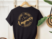 Support Include Advocate Empower Tee-Black-Neurodiversity, ADHD & Autism Awareness & Acceptance T-Shirt by Daily Bloom