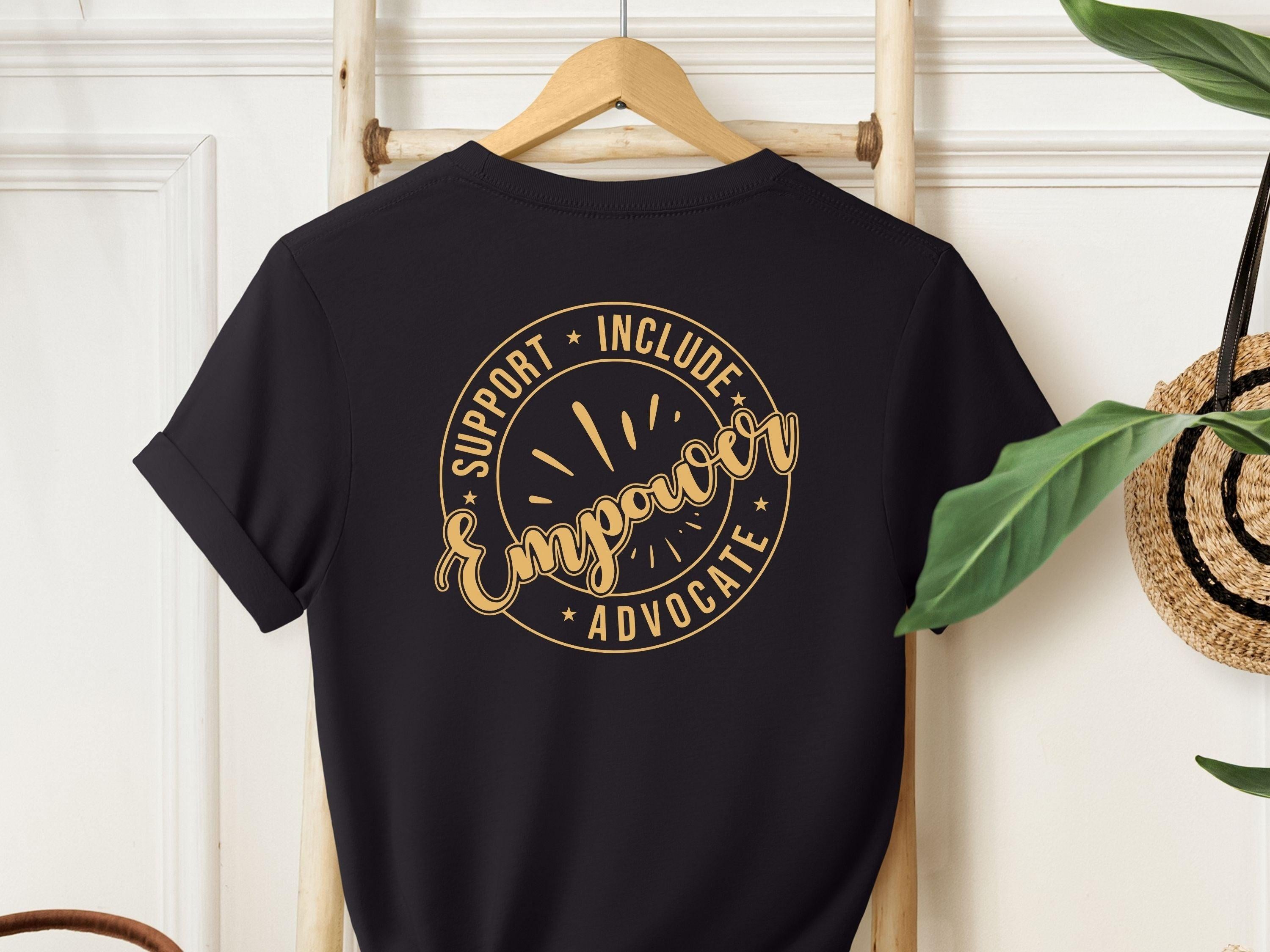 Support Include Advocate Empower Tee-Black-Neurodiversity, ADHD & Autism Awareness & Acceptance T-Shirt by Daily Bloom