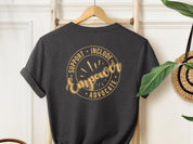 Support Include Advocate Empower Tee-Dark Heather Grey-Neurodiversity, ADHD & Autism Awareness & Acceptance T-Shirt by Daily Bloom