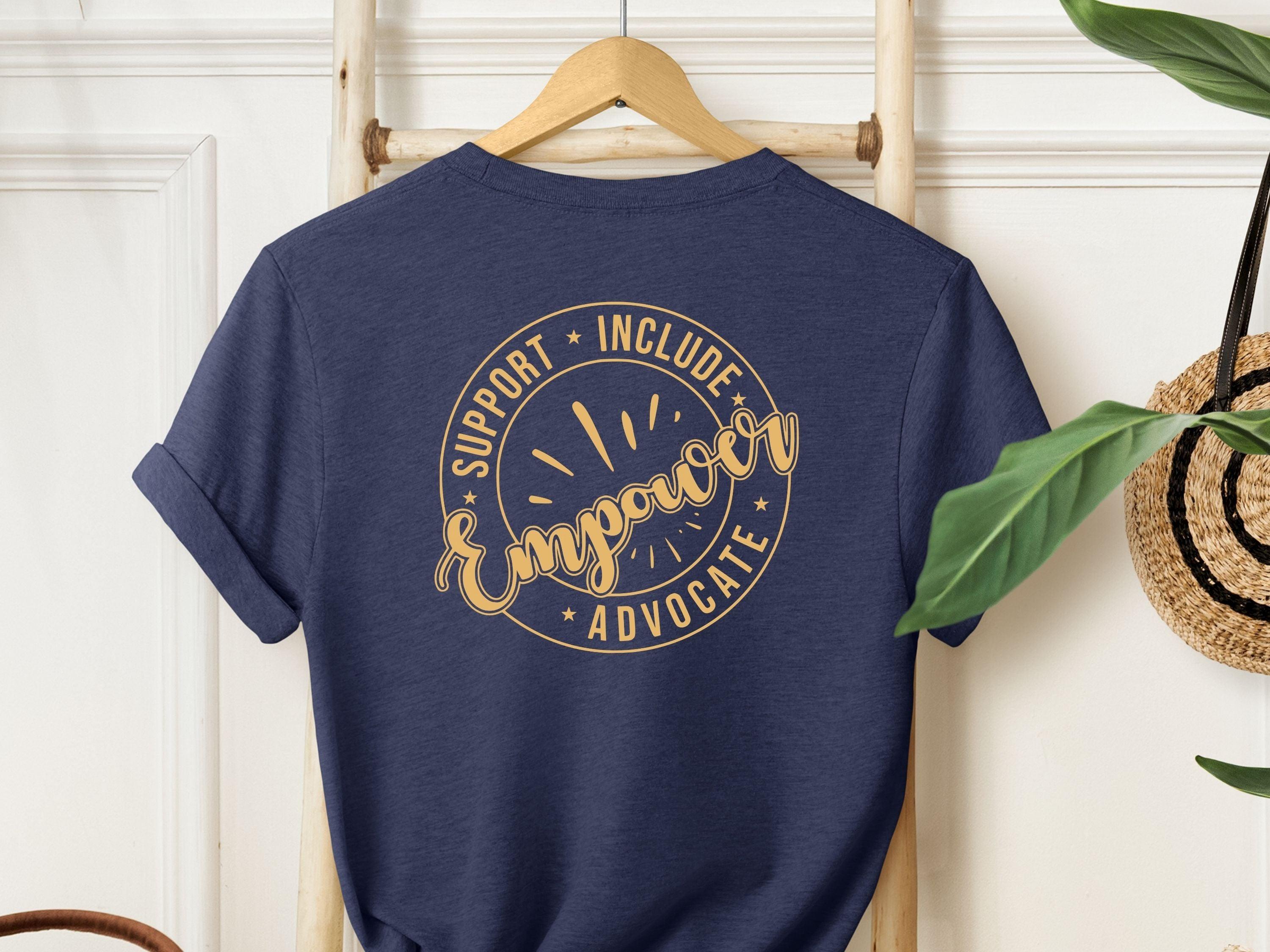 Support Include Advocate Empower Tee-Heather Navy-Neurodiversity, ADHD & Autism Awareness & Acceptance T-Shirt by Daily Bloom