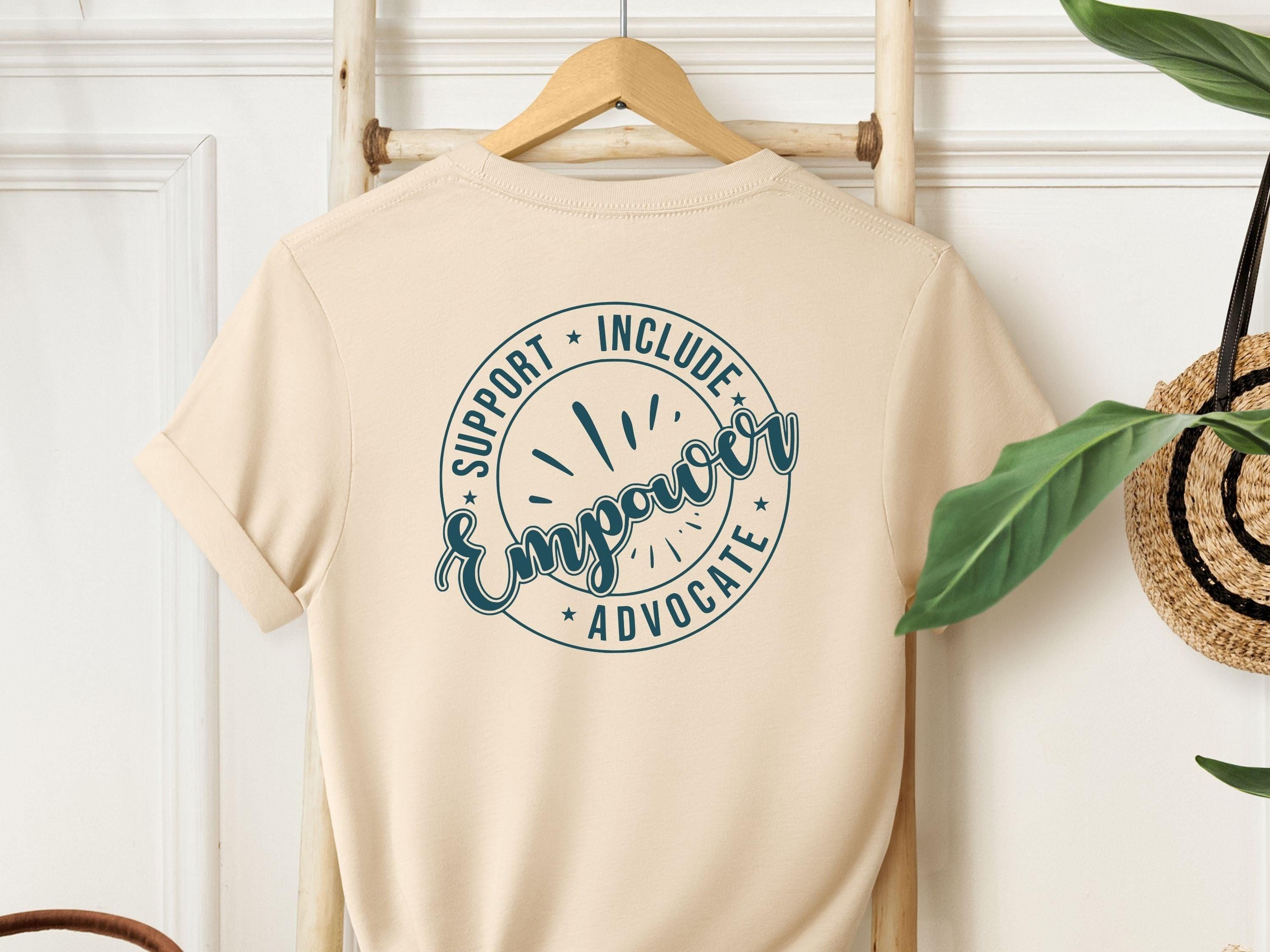 Support Include Advocate Empower Tee-Sand-Neurodiversity, ADHD & Autism Awareness & Acceptance T-Shirt by Daily Bloom