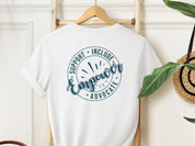 Support Include Advocate Empower Tee-White-Neurodiversity, ADHD & Autism Awareness & Acceptance T-Shirt by Daily Bloom