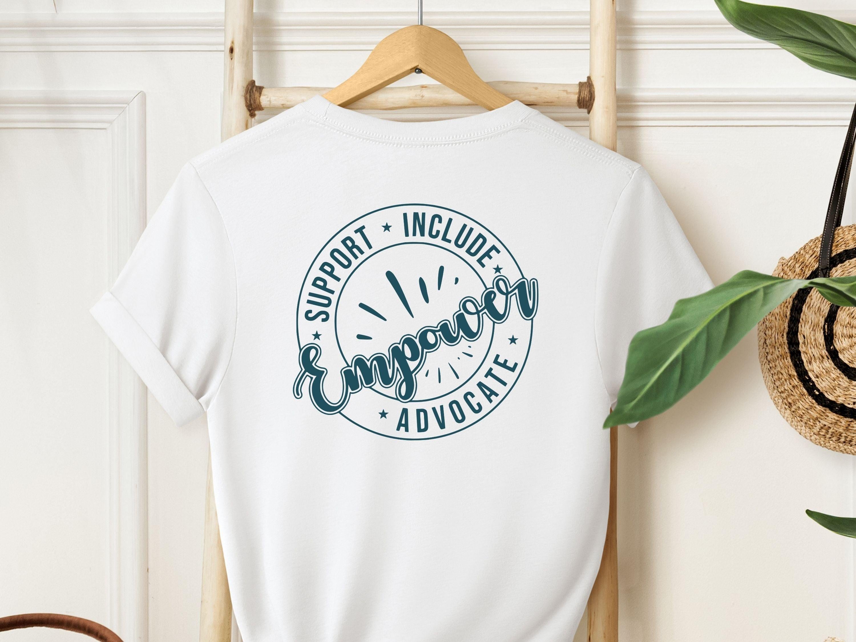 Support Include Advocate Empower Tee-White-Neurodiversity, ADHD & Autism Awareness & Acceptance T-Shirt by Daily Bloom