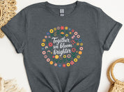 Together We Bloom Brighter Tee-Dark Heather Grey-Neurodiversity, ADHD & Autism Awareness & Acceptance T-Shirt by Daily Bloom