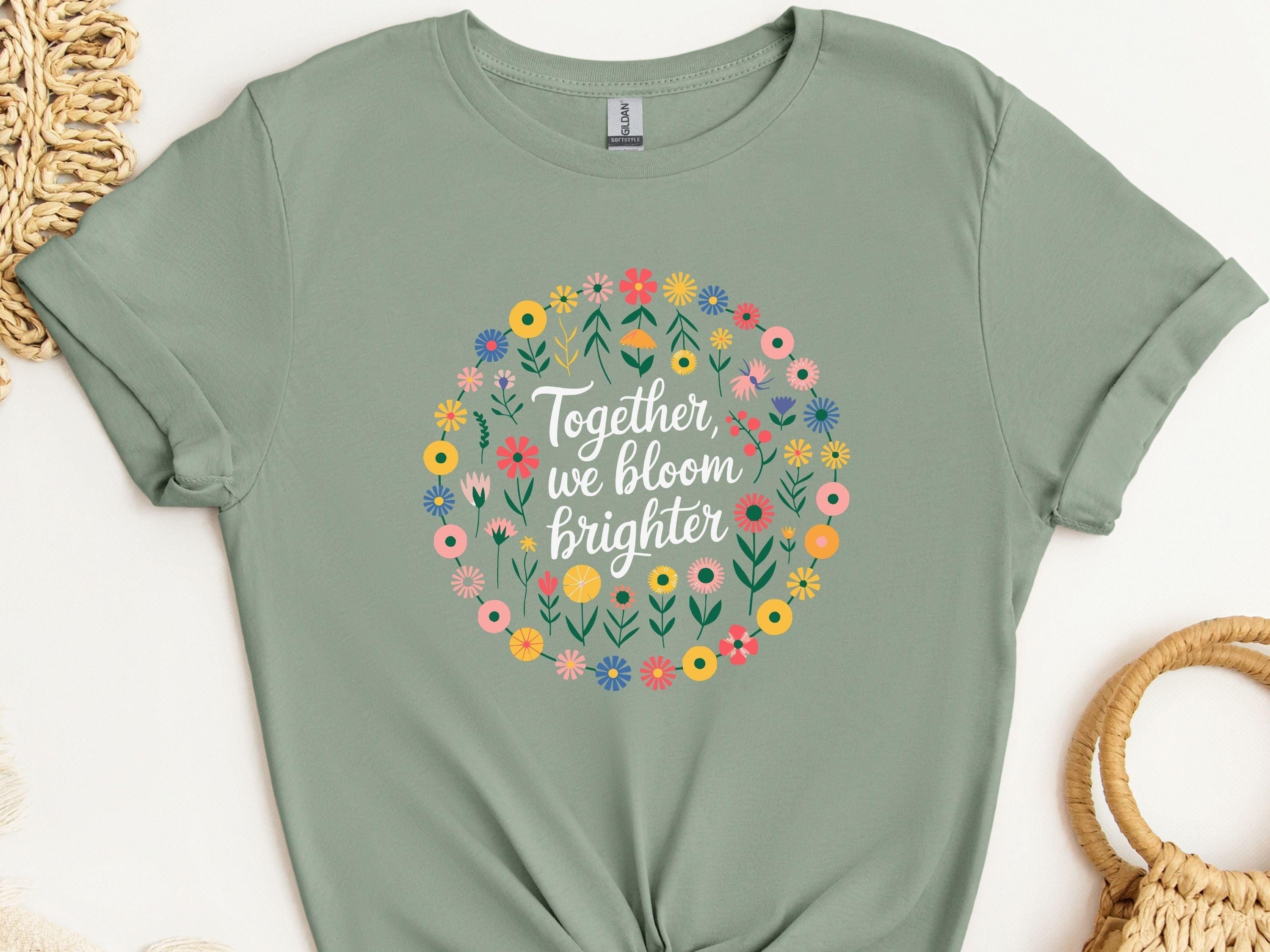 Together We Bloom Brighter Tee-Sage-Neurodiversity, ADHD & Autism Awareness & Acceptance T-Shirt by Daily Bloom
