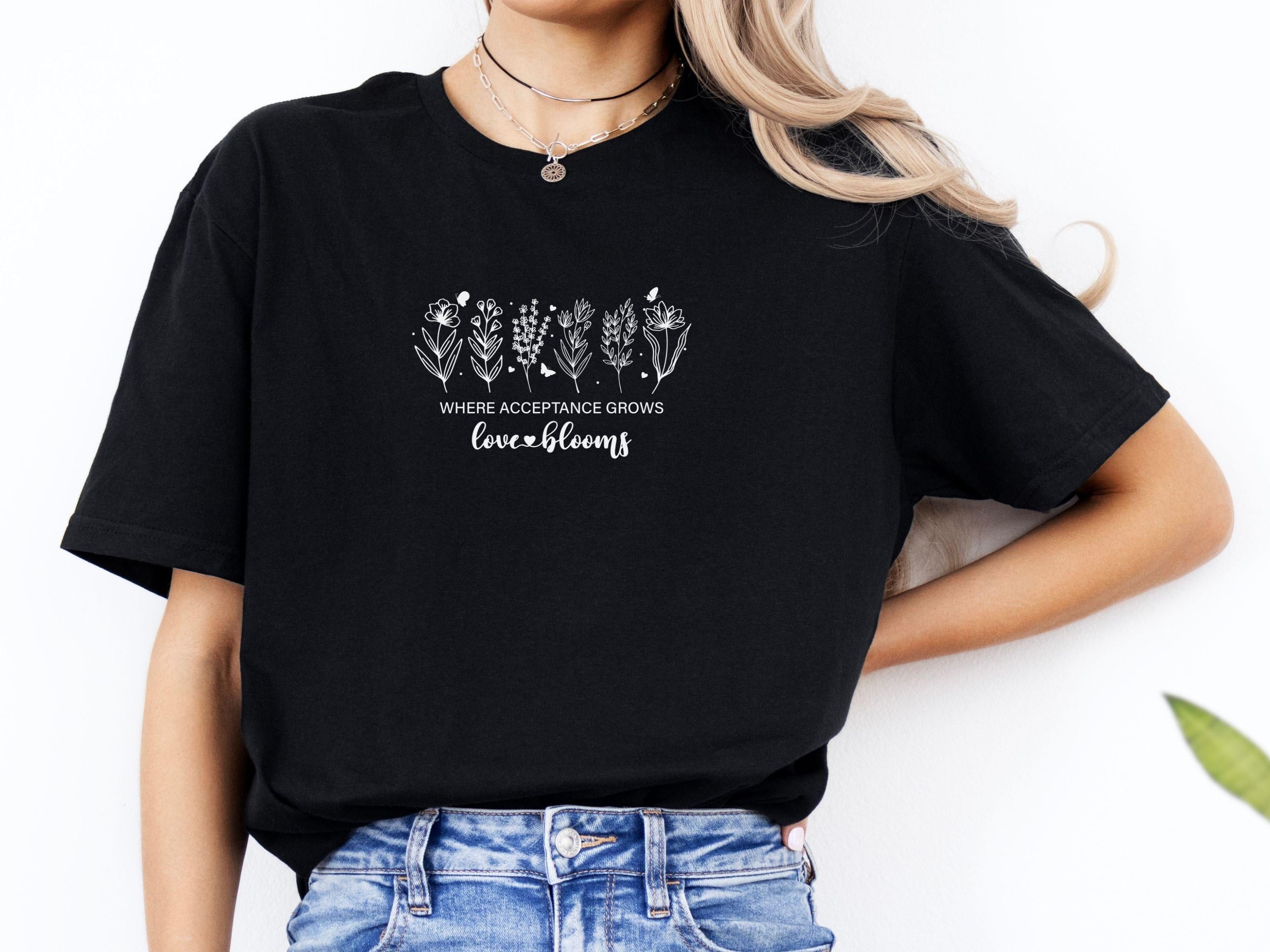 Where Acceptance Grows Love Blooms WildflowersTee-Neurodiversity, ADHD & Autism Awareness & Acceptance T-Shirt by Daily Bloom