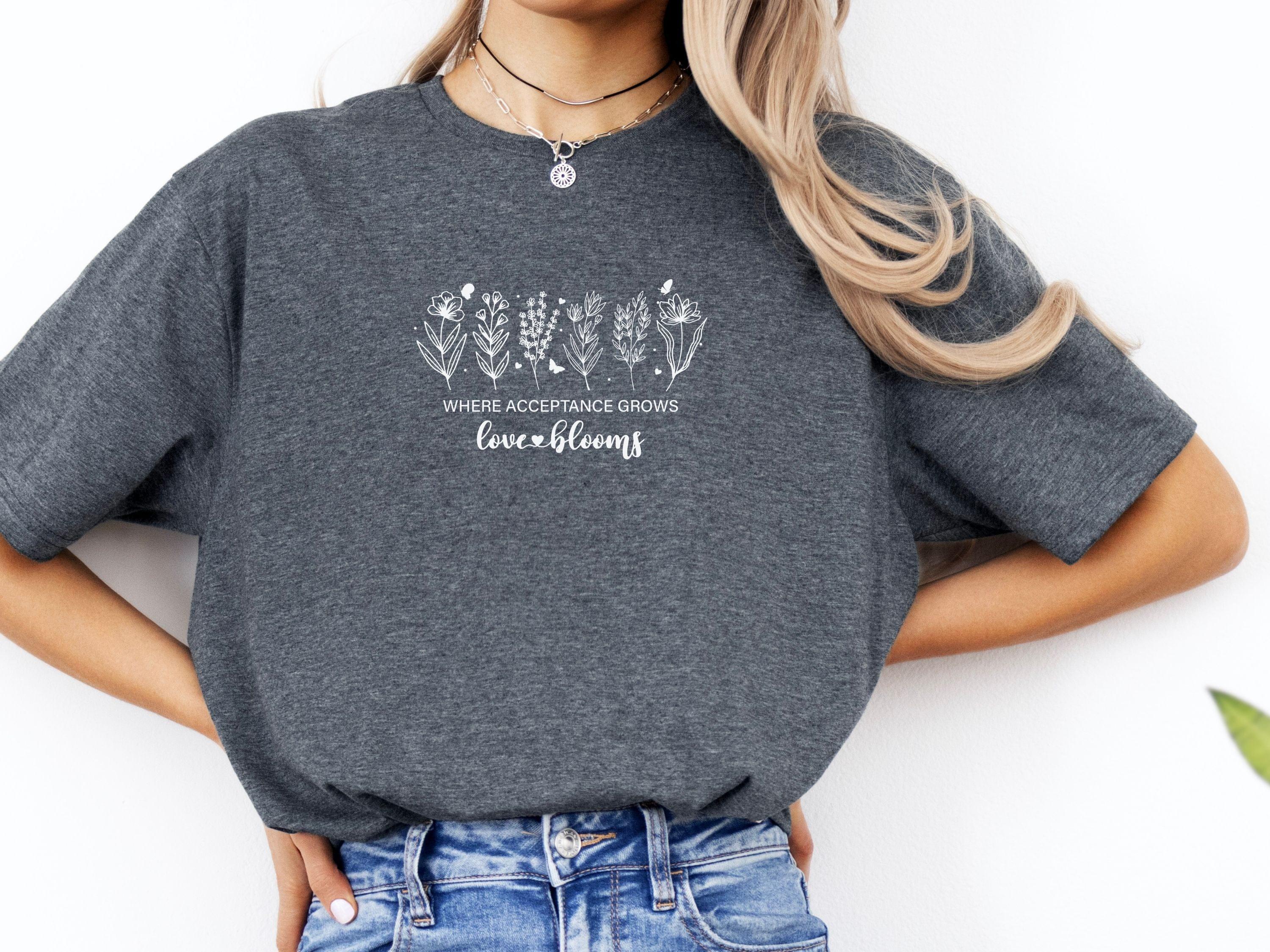 Where Acceptance Grows Love Blooms WildflowersTee-Neurodiversity, ADHD & Autism Awareness & Acceptance T-Shirt by Daily Bloom