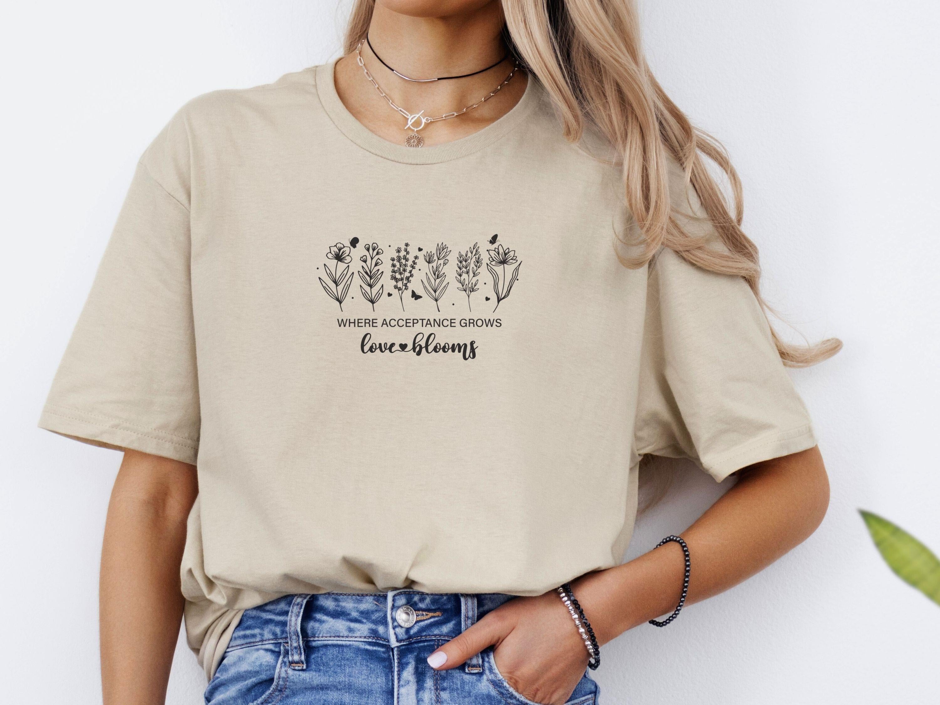 Where Acceptance Grows Love Blooms WildflowersTee-Neurodiversity, ADHD & Autism Awareness & Acceptance T-Shirt by Daily Bloom