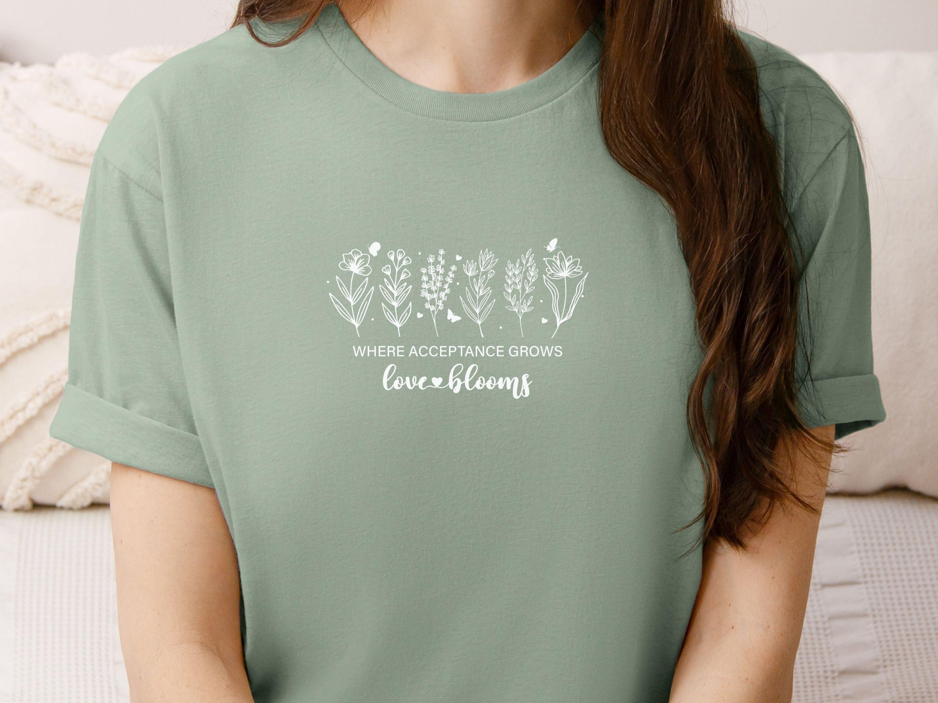 Where Acceptance Grows Love Blooms WildflowersTee-Neurodiversity, ADHD & Autism Awareness & Acceptance T-Shirt by Daily Bloom