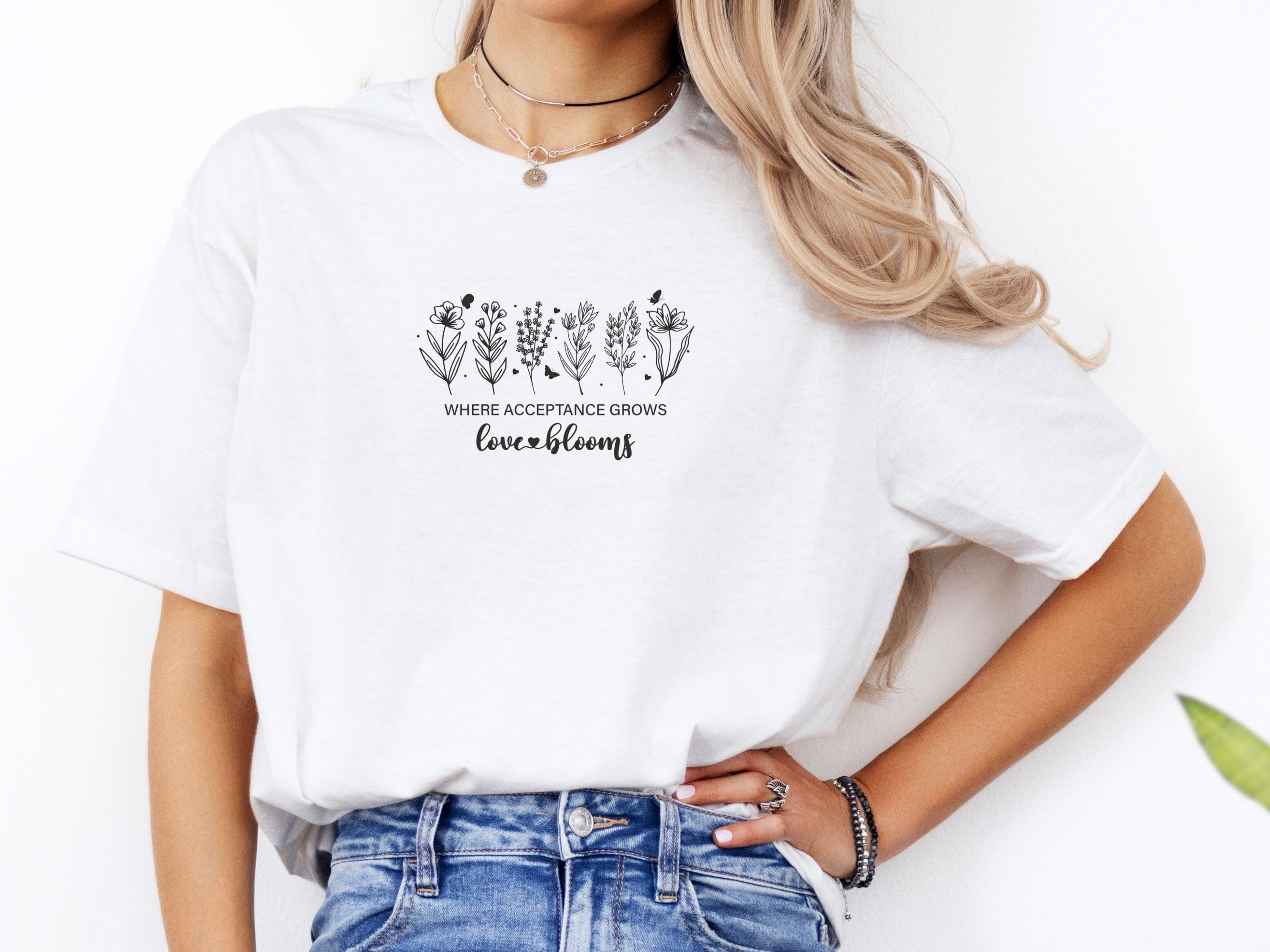 Where Acceptance Grows Love Blooms WildflowersTee-Neurodiversity, ADHD & Autism Awareness & Acceptance T-Shirt by Daily Bloom