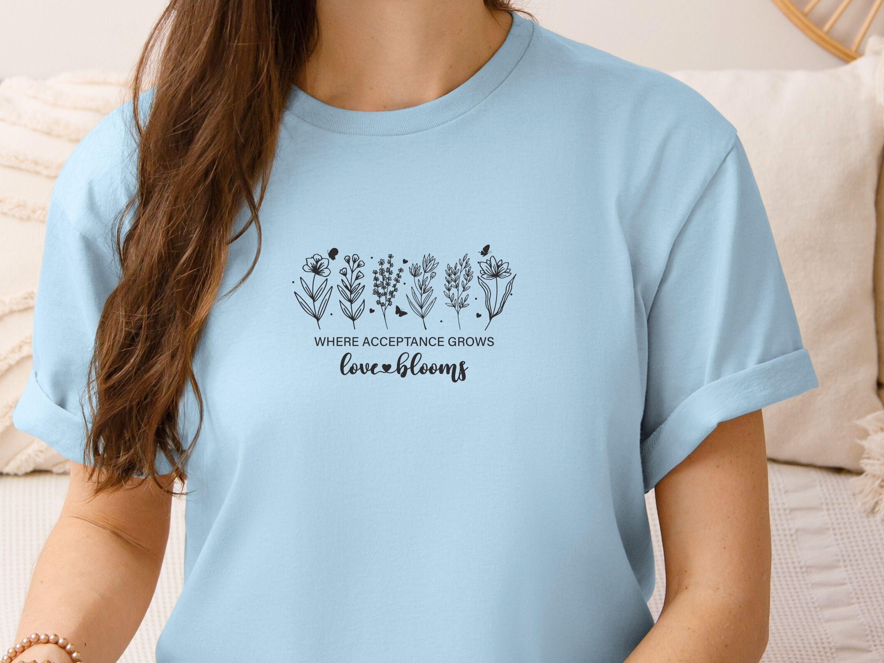 Where Acceptance Grows Love Blooms WildflowersTee-Neurodiversity, ADHD & Autism Awareness & Acceptance T-Shirt by Daily Bloom