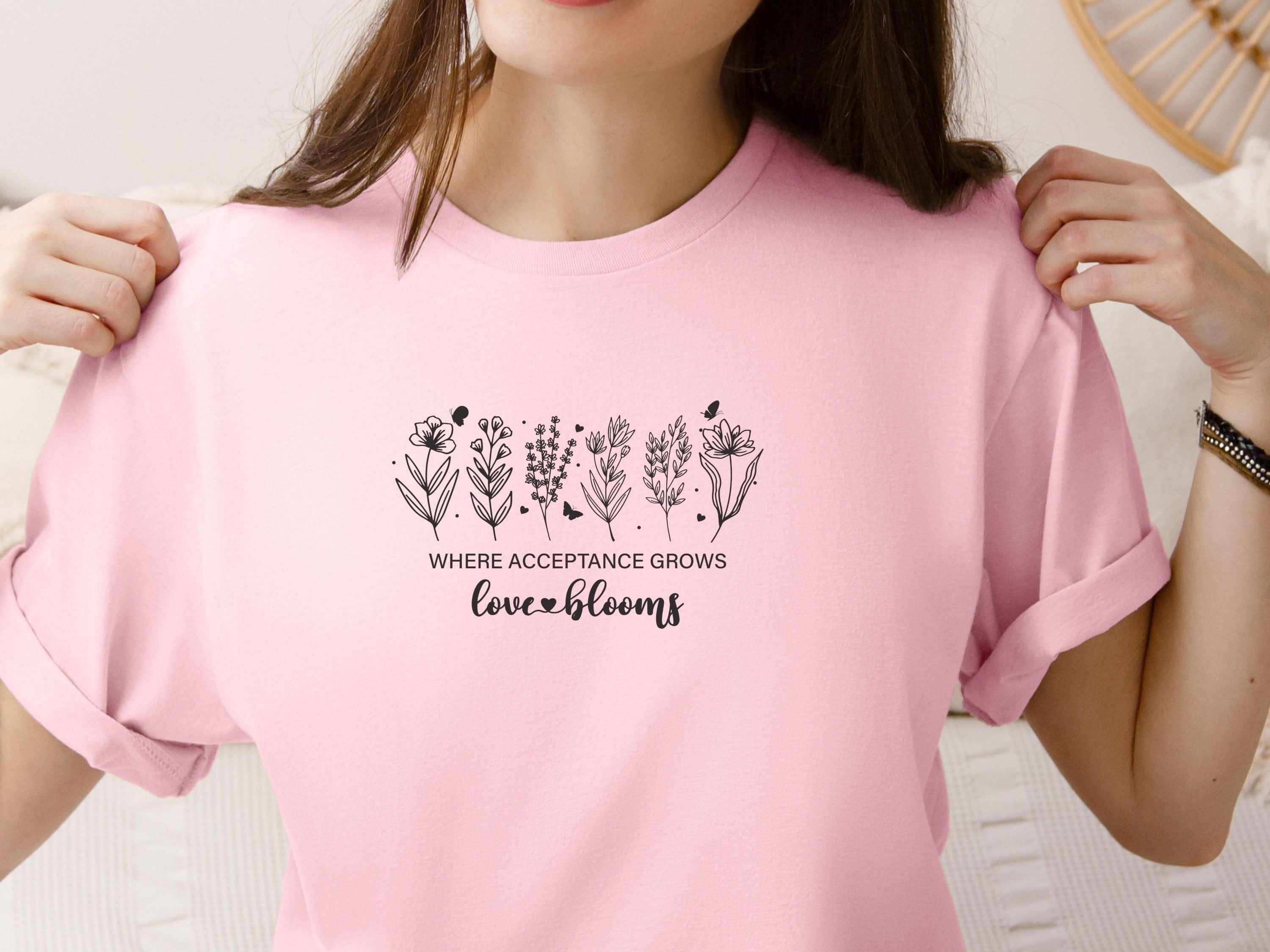 Where Acceptance Grows Love Blooms WildflowersTee-Neurodiversity, ADHD & Autism Awareness & Acceptance T-Shirt by Daily Bloom