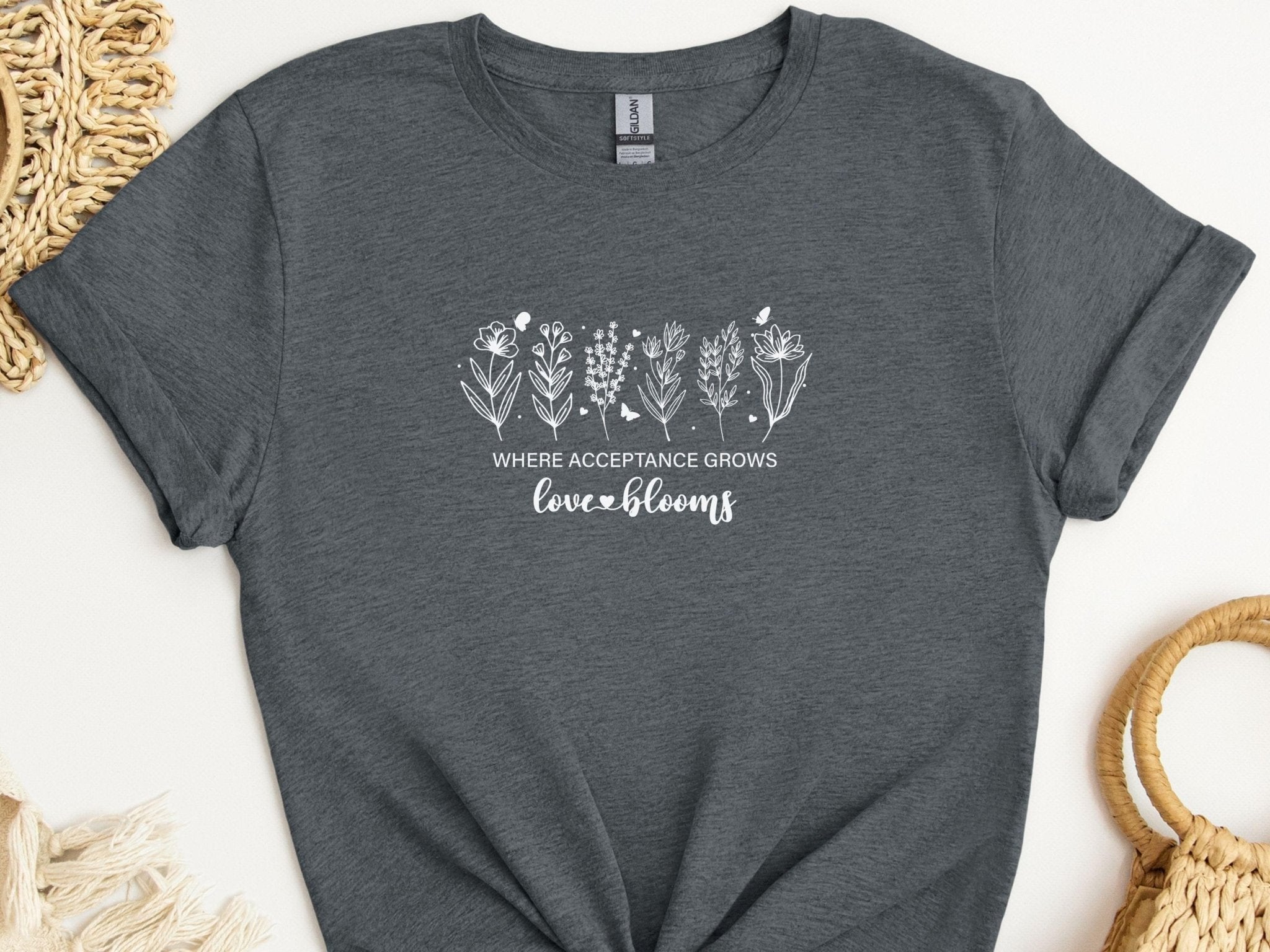 Autism T-Shirt - Where Acceptance Grows Love Blooms WildflowersTee - Daily Bloom