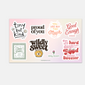 The Proud of You Sticker Sheet - eight die-cut white vinyl matte back to school stickers with Proud of You and kindness designs - Daily Bloom