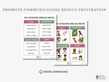 Autism Digital Download - Sensory Break Menu - Daily Bloom