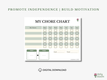 Autism Digital Download - Chore Chart - Daily Bloom