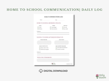 Autism Digital Download - Daily Connection Log - Daily Bloom