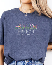 Speech Therapist Floral Tee-Neurodiversity, ADHD & Autism Awareness & Acceptance T-Shirt by Daily Bloom