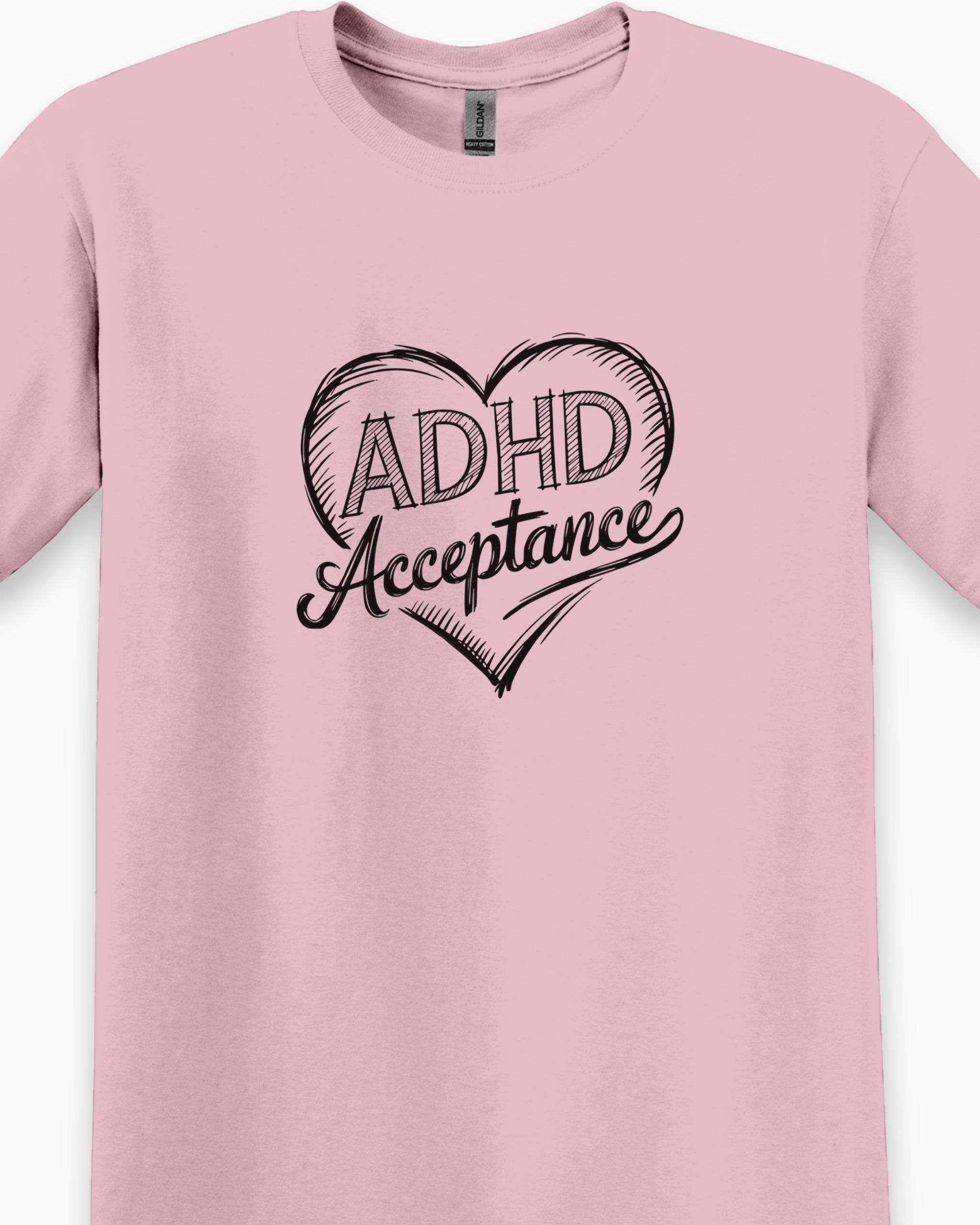 ADHD Acceptance Love Heart Sketch Tee-Neurodiversity, ADHD & Autism Awareness & Acceptance T-Shirt by Daily Bloom