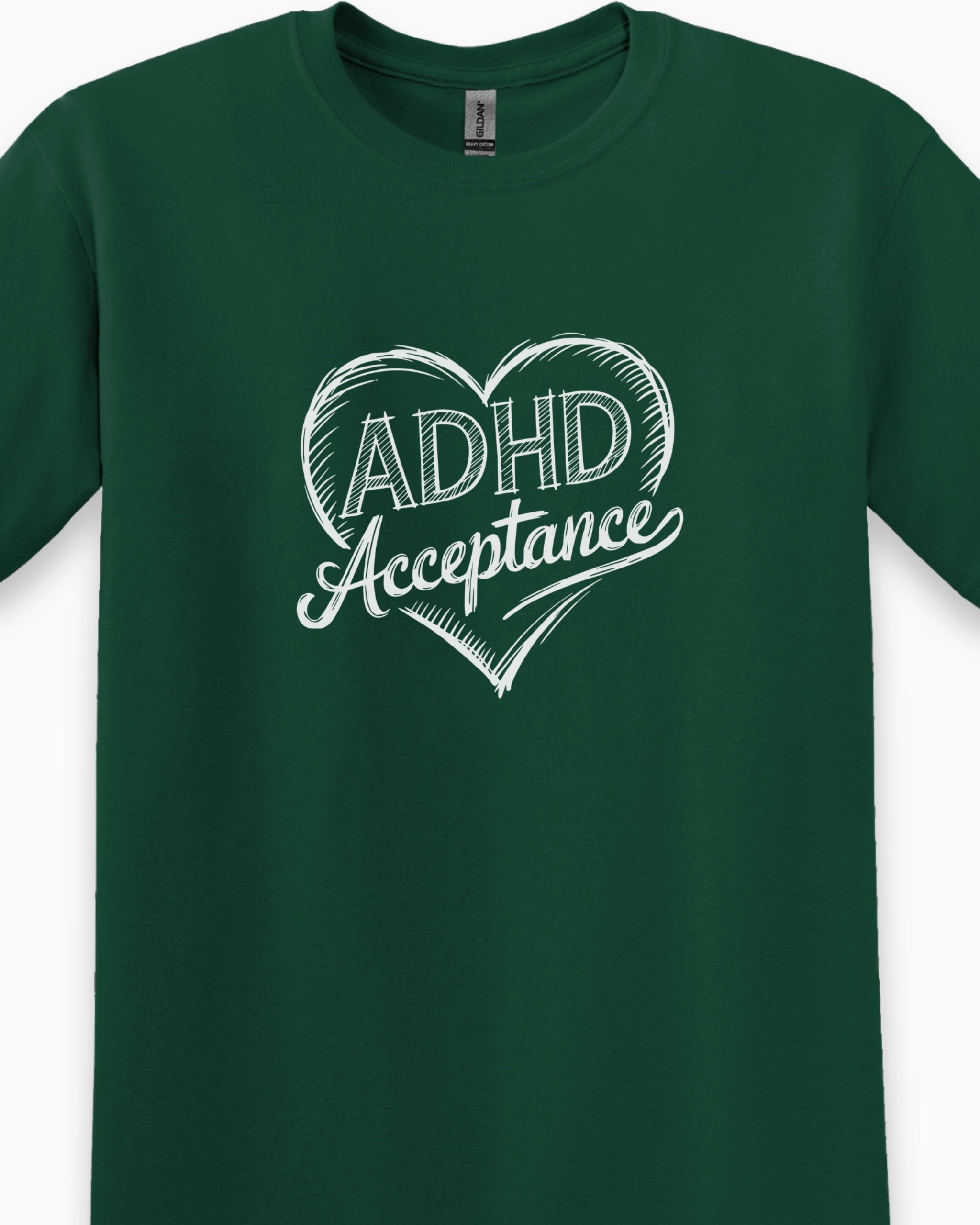 ADHD Acceptance Love Heart Sketch Tee-Neurodiversity, ADHD & Autism Awareness & Acceptance T-Shirt by Daily Bloom