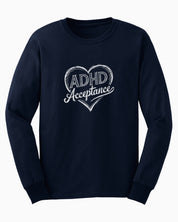 ADHD Acceptance Love Heart Sketch Long Sleeve T-Shirt