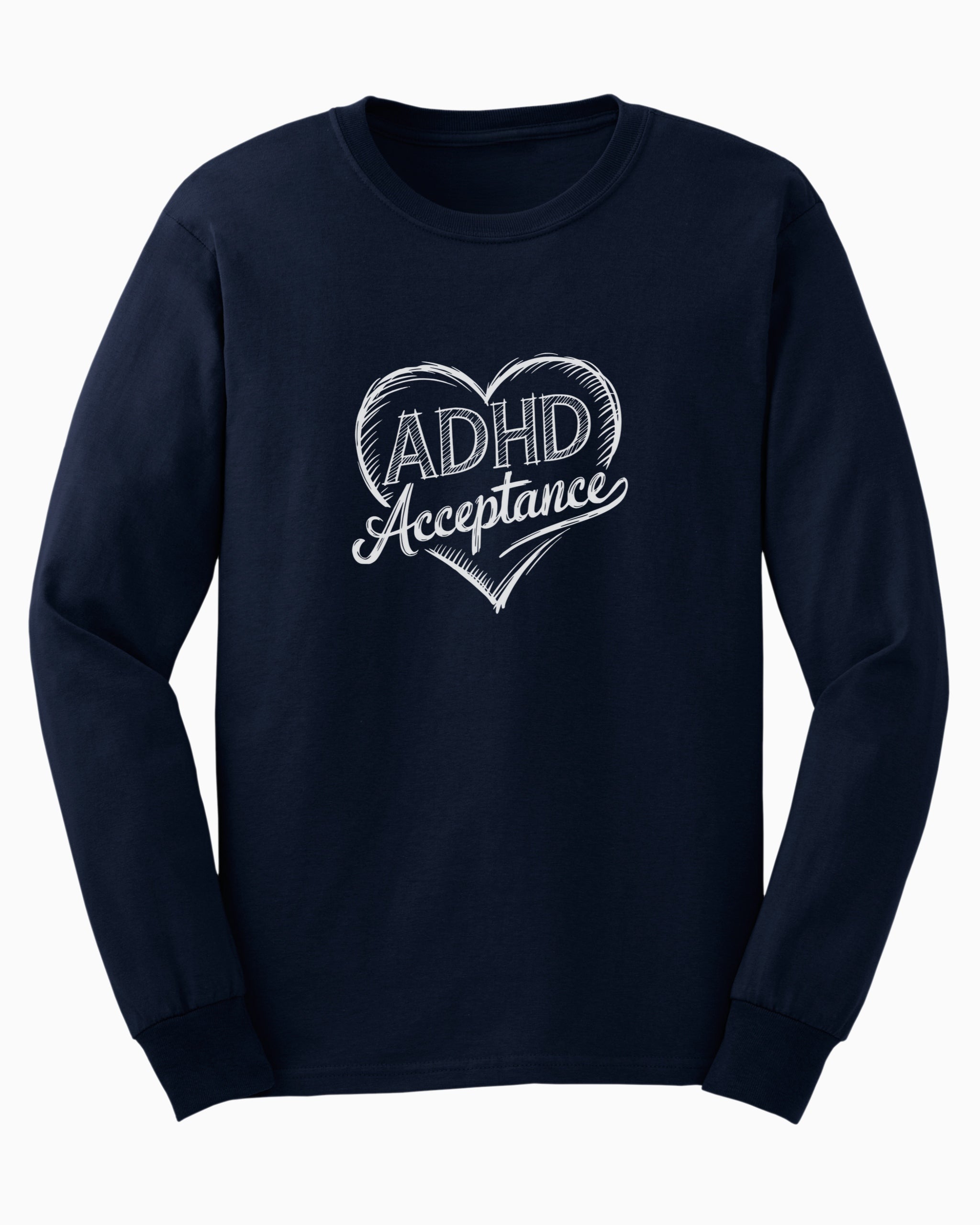 ADHD Acceptance Love Heart Sketch Long Sleeve T-Shirt