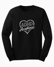 ADHD Acceptance Love Heart Sketch Long Sleeve T-Shirt