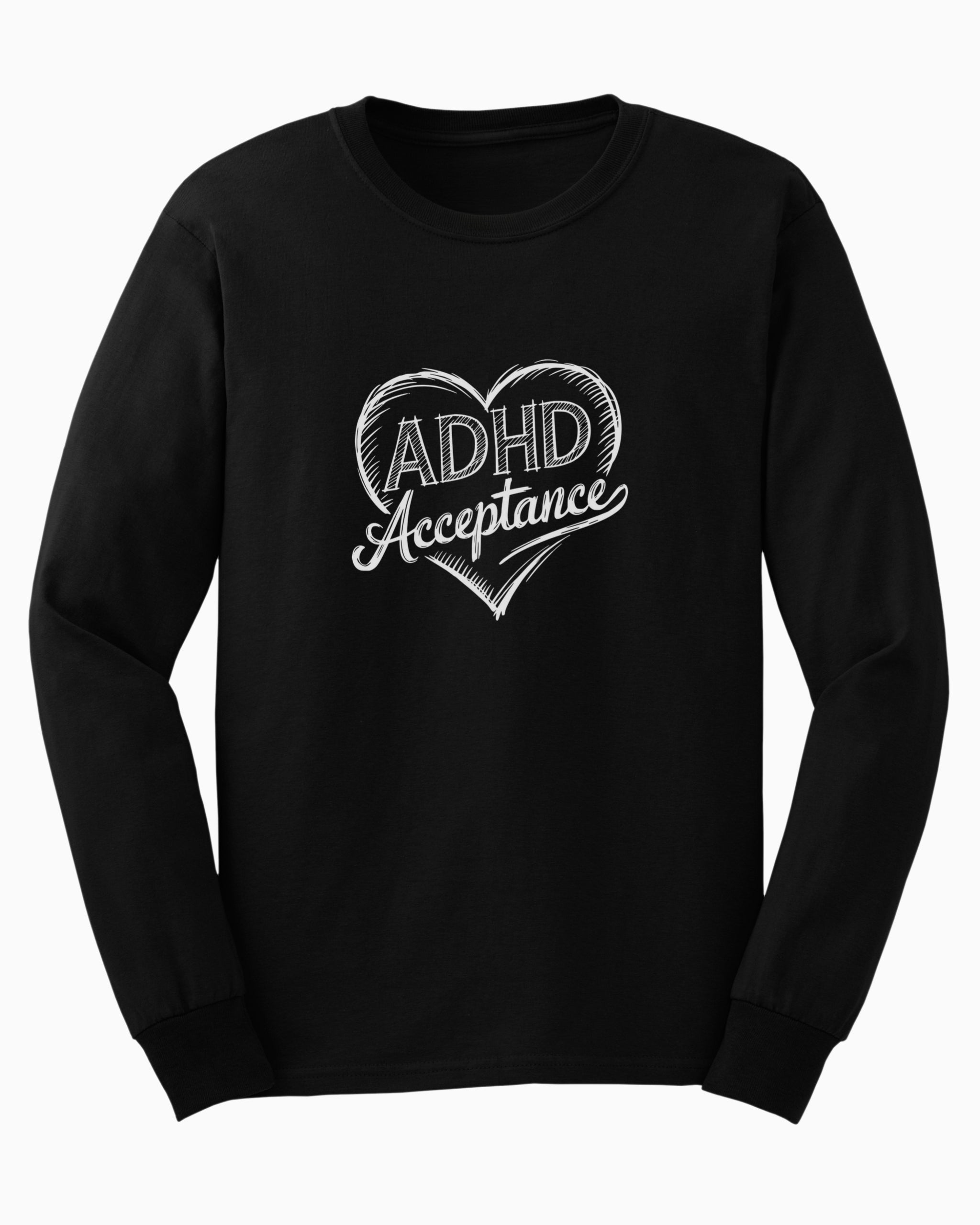 ADHD Acceptance Love Heart Sketch Long Sleeve T-Shirt