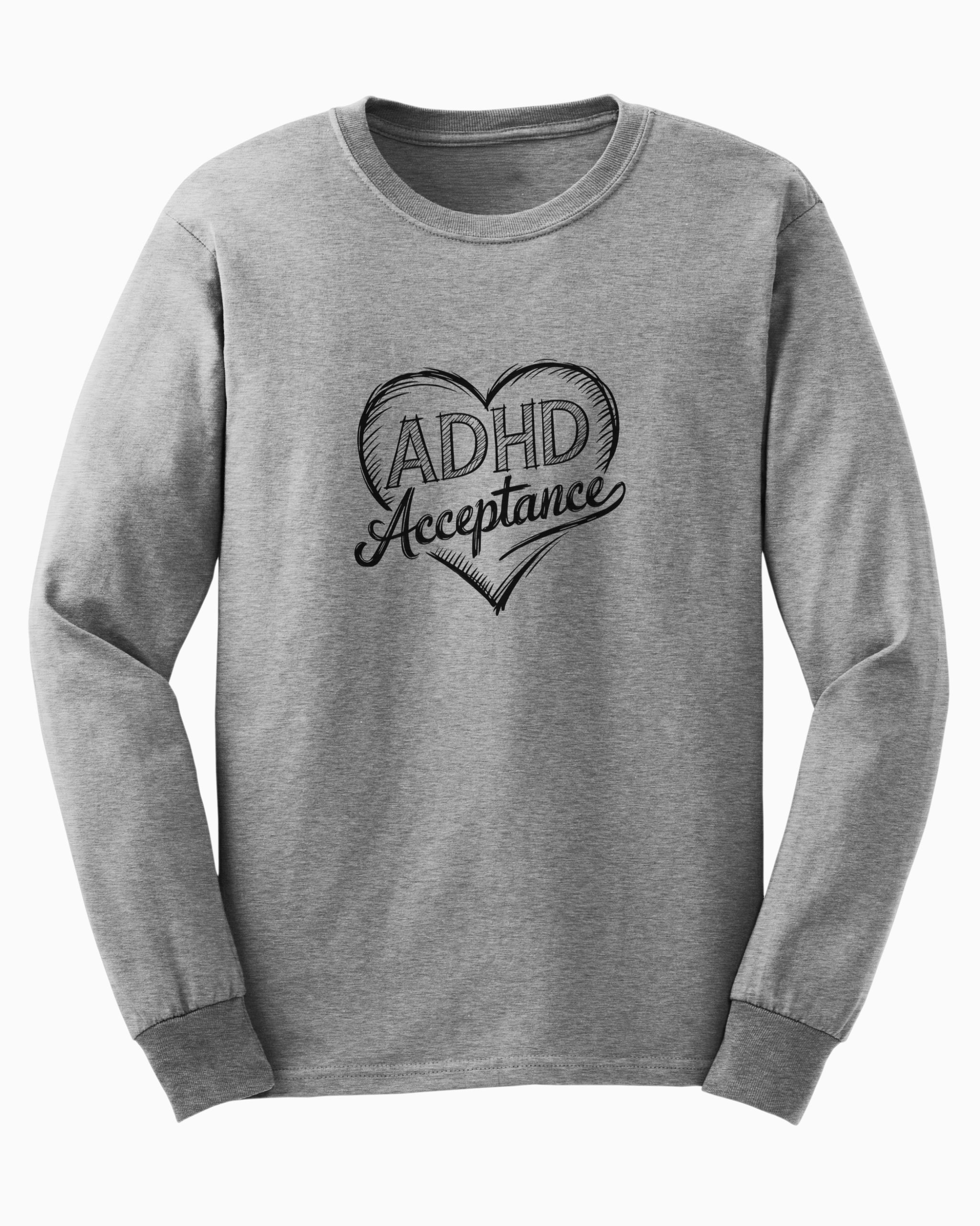 ADHD Acceptance Love Heart Sketch Long Sleeve T-Shirt
