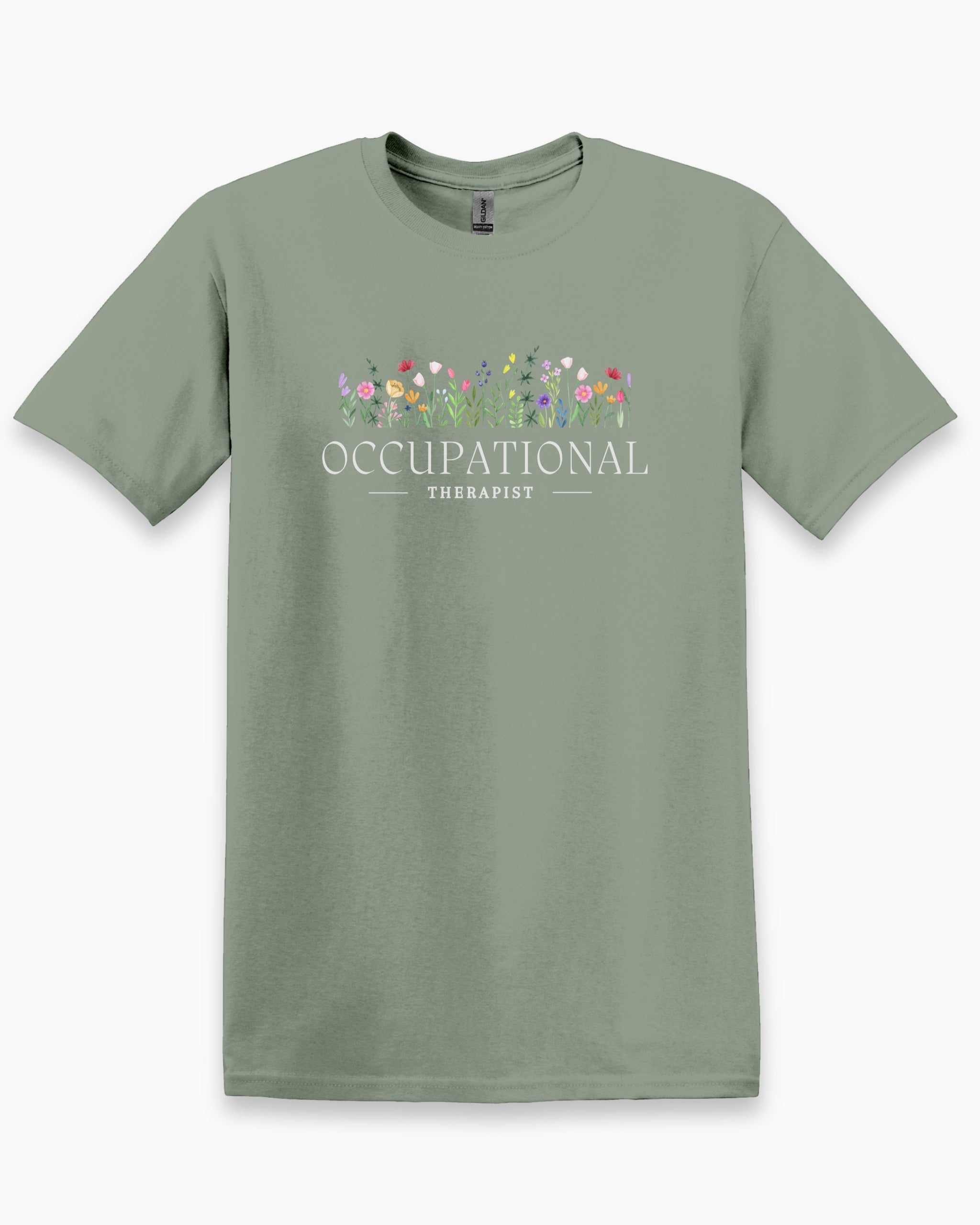 Occupational Therapist Floral Tee-Sage-Neurodiversity, ADHD & Autism Awareness & Acceptance T-Shirt by Daily Bloom