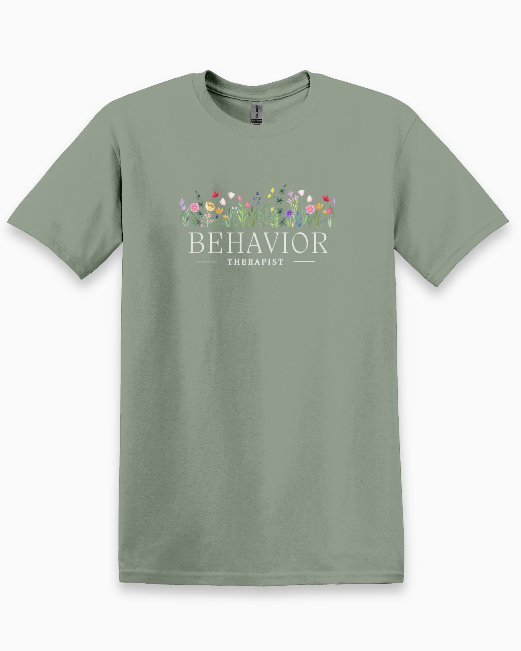 Behavior Therapist Floral Tee-Sage-Neurodiversity, ADHD & Autism Awareness & Acceptance T-Shirt by Daily Bloom