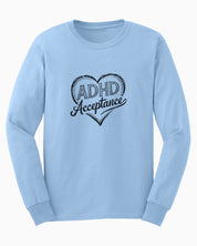 ADHD Acceptance Love Heart Sketch Long Sleeve T-Shirt