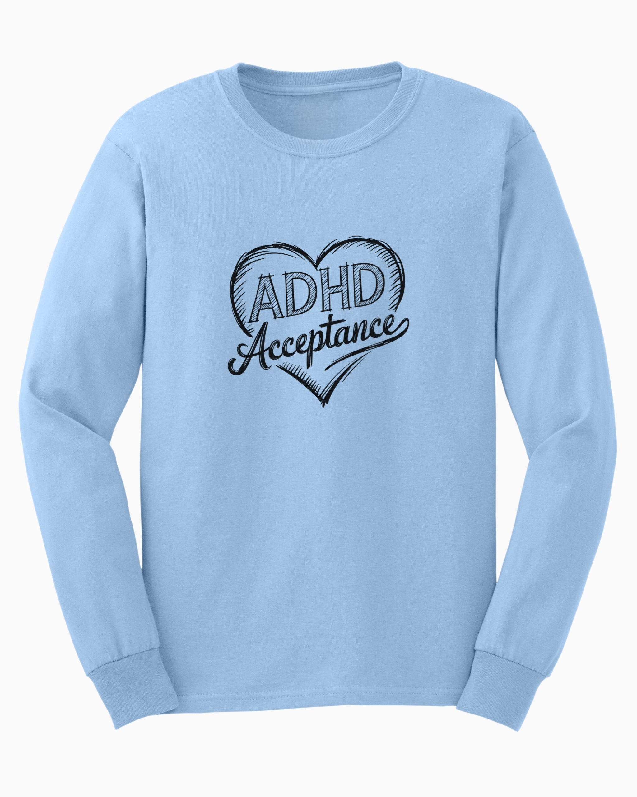 ADHD Acceptance Love Heart Sketch Long Sleeve T-Shirt