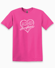 ADHD Acceptance Love Heart Sketch Tee-Heliconia-Neurodiversity, ADHD & Autism Awareness & Acceptance T-Shirt by Daily Bloom