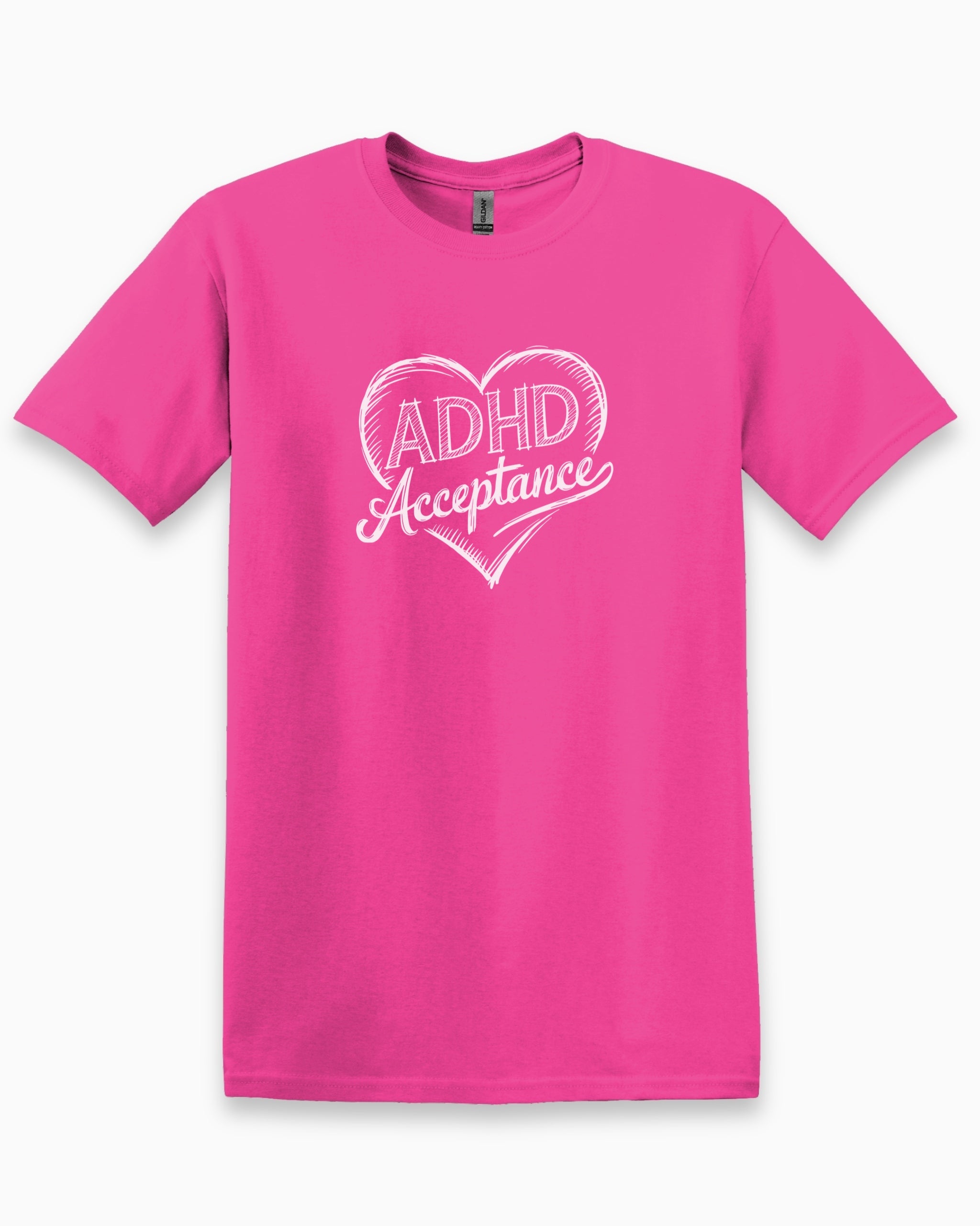 ADHD Acceptance Love Heart Sketch Tee-Heliconia-Neurodiversity, ADHD & Autism Awareness & Acceptance T-Shirt by Daily Bloom