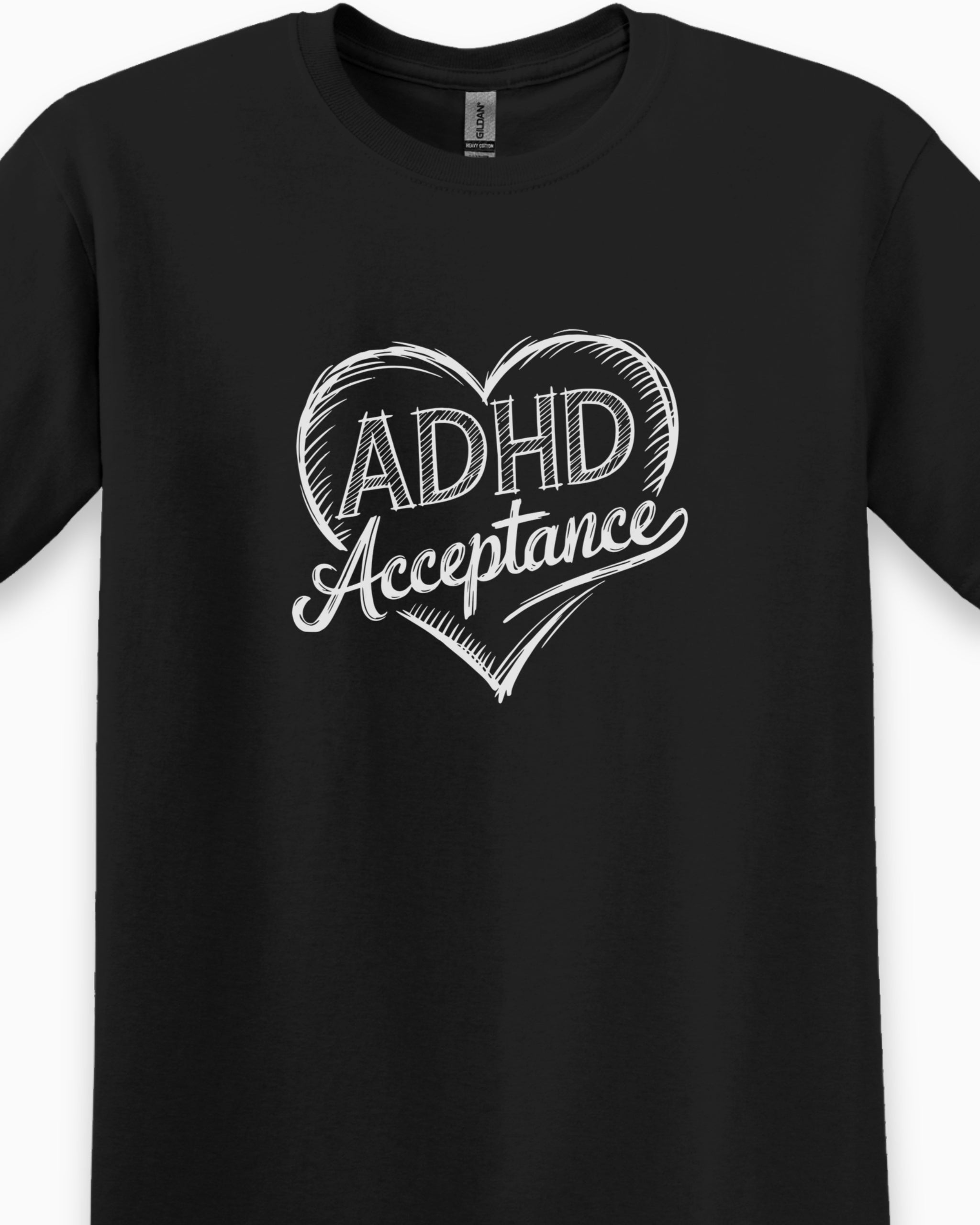 ADHD Acceptance Love Heart Sketch Tee-Neurodiversity, ADHD & Autism Awareness & Acceptance T-Shirt by Daily Bloom
