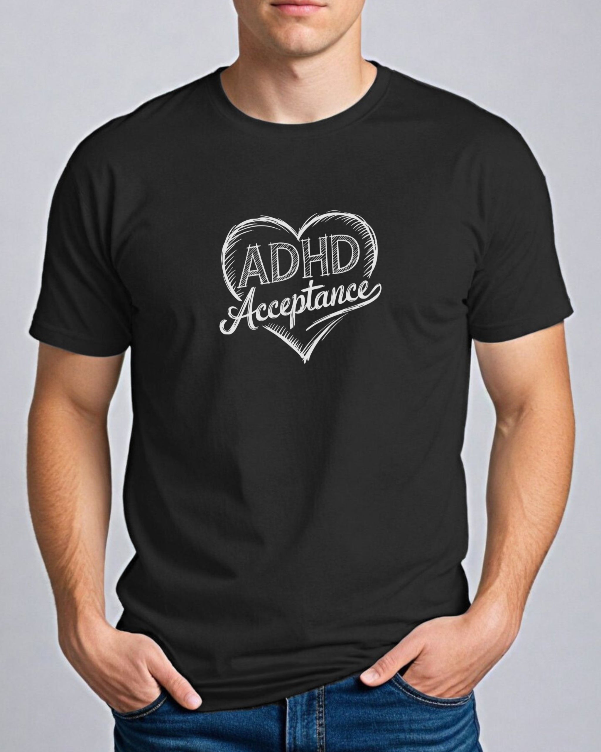 ADHD Acceptance Love Heart Sketch Tee-Neurodiversity, ADHD & Autism Awareness & Acceptance T-Shirt by Daily Bloom