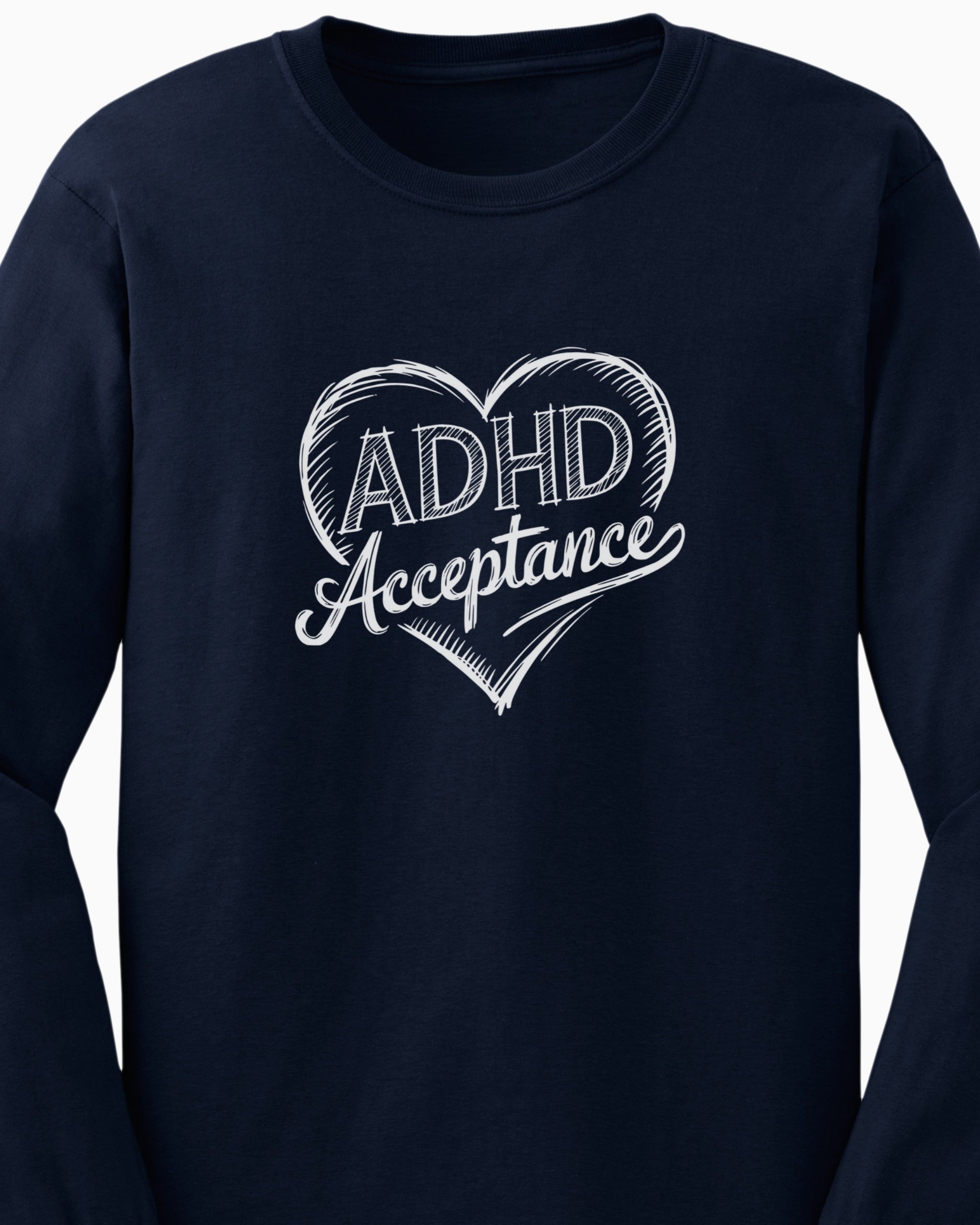 ADHD Acceptance Love Heart Sketch Long Sleeve T-Shirt