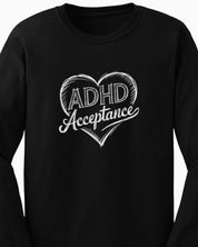 ADHD Acceptance Love Heart Sketch Long Sleeve T-Shirt