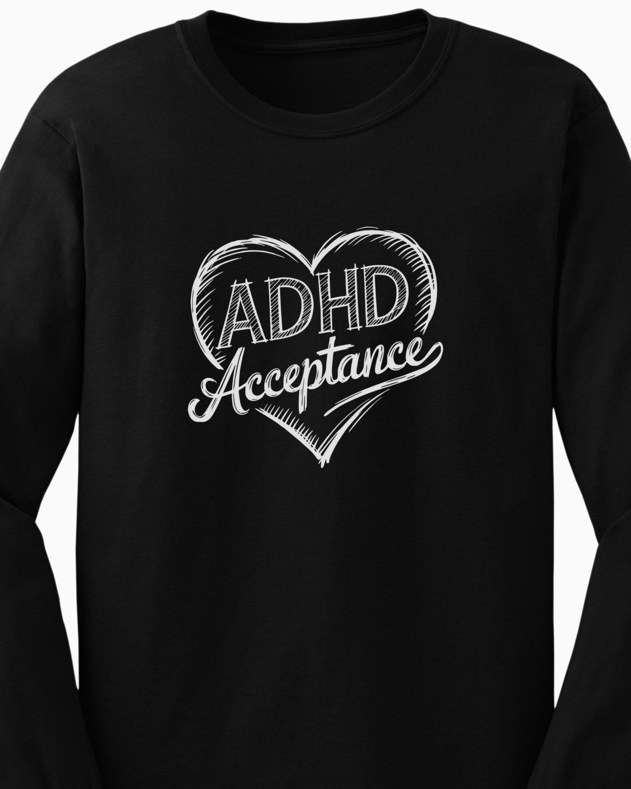 ADHD Acceptance Love Heart Sketch Long Sleeve T-Shirt