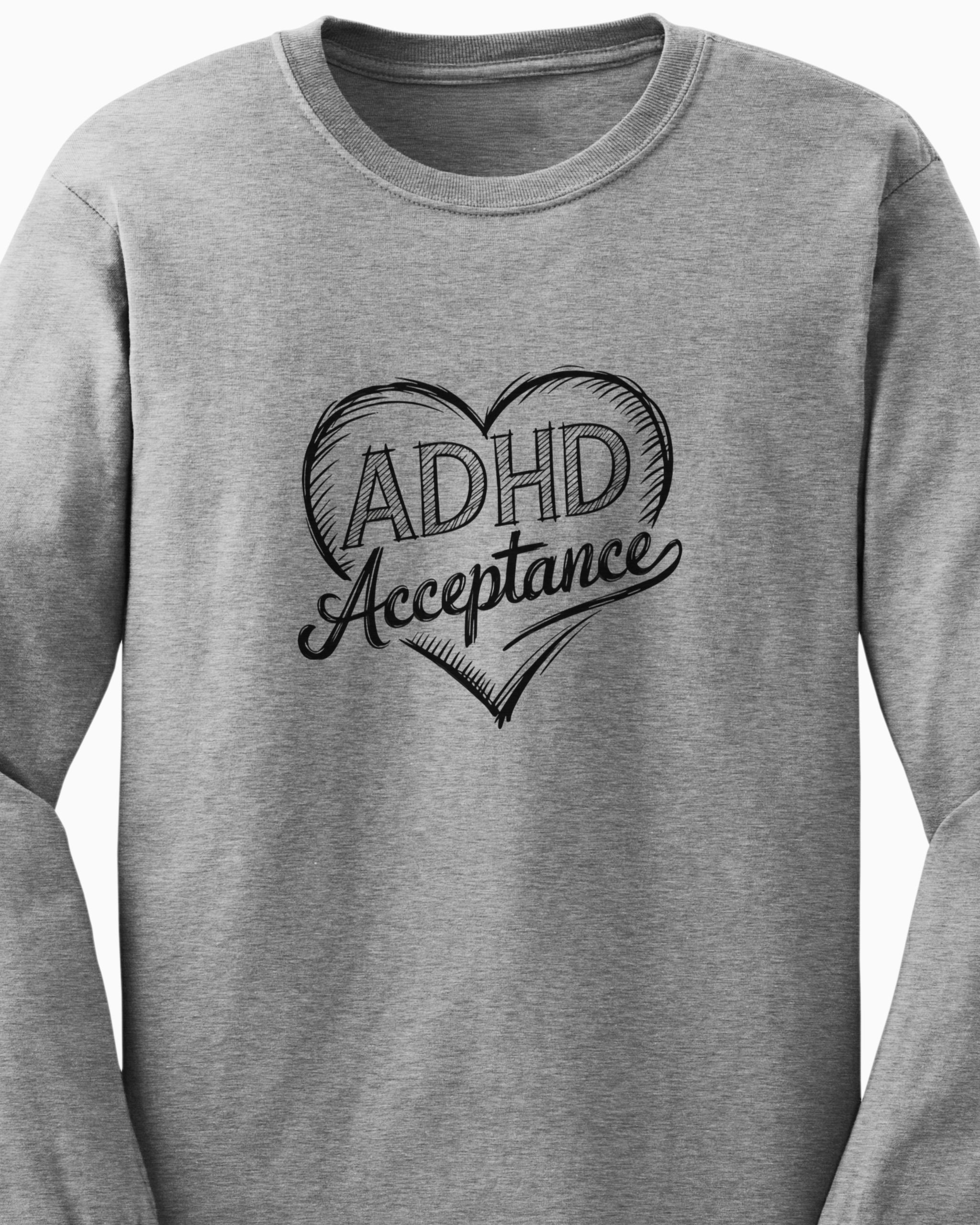 ADHD Acceptance Love Heart Sketch Long Sleeve T-Shirt