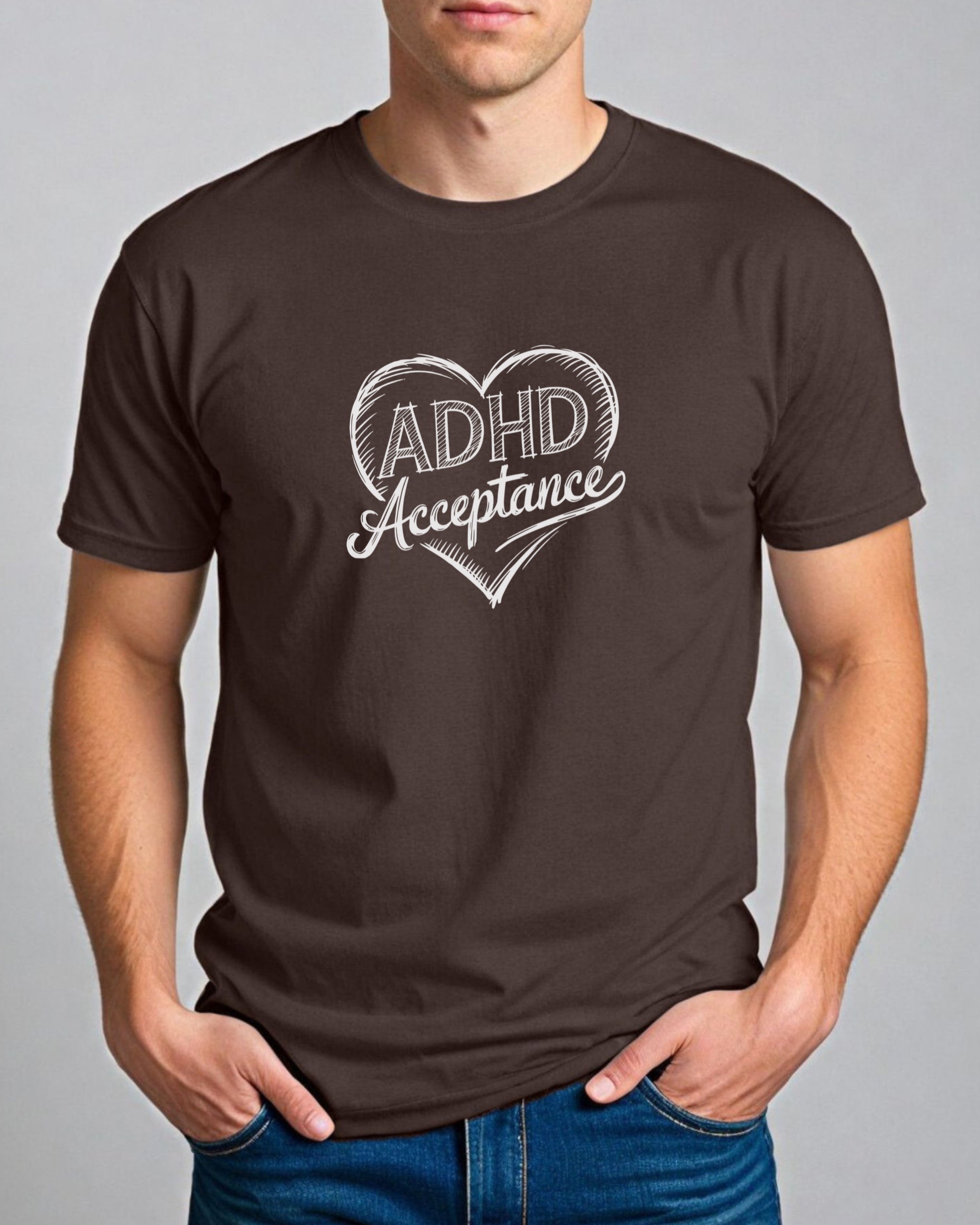 ADHD Acceptance Love Heart Sketch Tee-Neurodiversity, ADHD & Autism Awareness & Acceptance T-Shirt by Daily Bloom