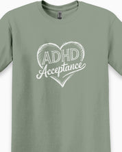 ADHD Acceptance Love Heart Sketch Tee-Neurodiversity, ADHD & Autism Awareness & Acceptance T-Shirt by Daily Bloom