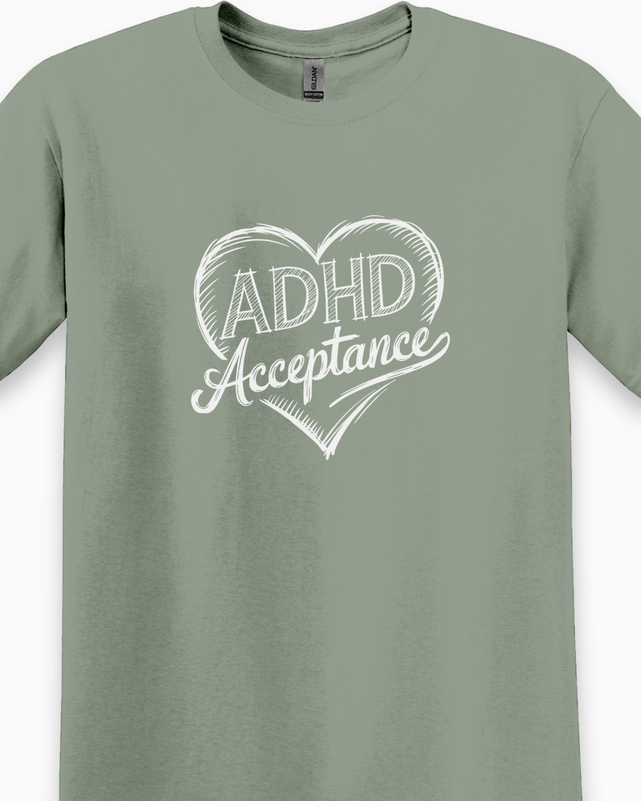 ADHD Acceptance Love Heart Sketch Tee-Neurodiversity, ADHD & Autism Awareness & Acceptance T-Shirt by Daily Bloom