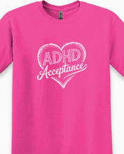 ADHD Acceptance Love Heart Sketch Tee-Neurodiversity, ADHD & Autism Awareness & Acceptance T-Shirt by Daily Bloom